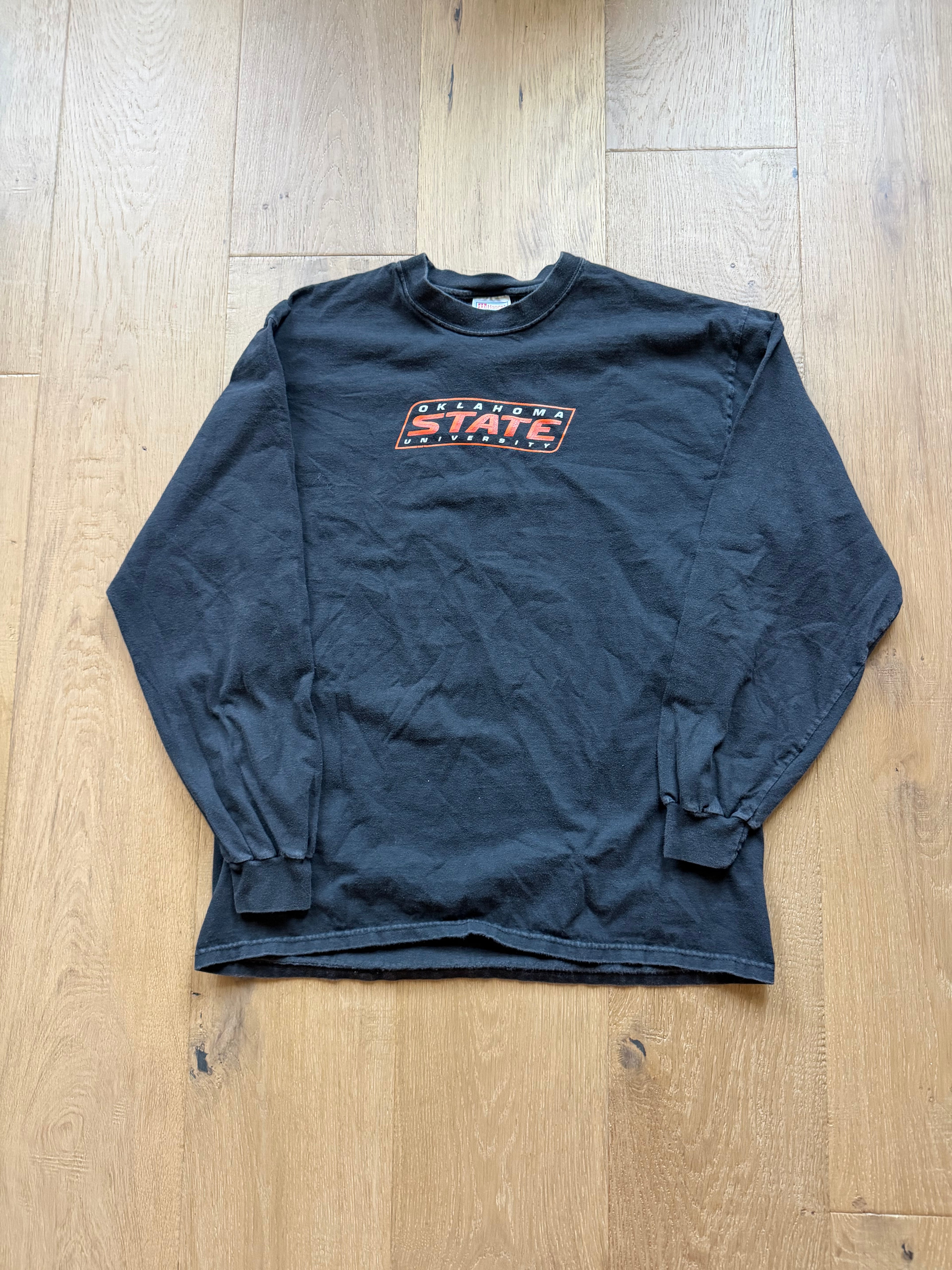 Black 00s OSU State Italics Long Sleeve Medium