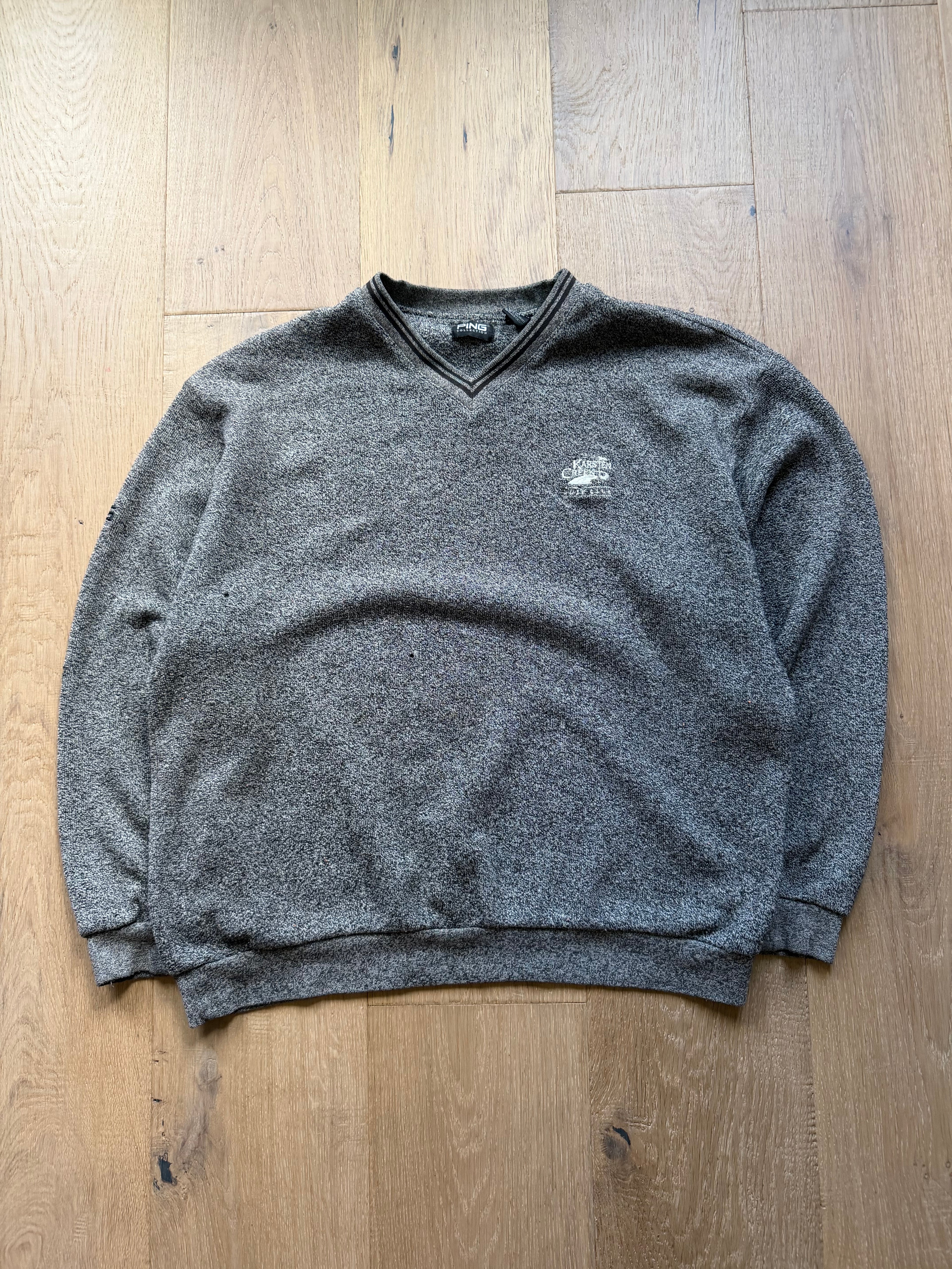 Grey 00s PING Karsten Creek Golf Course V Neck Sweatshirt XL