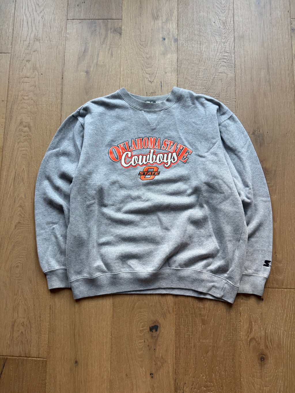 Grey 00s Starter Oklahoma State Crewneck Sweatshirt Large