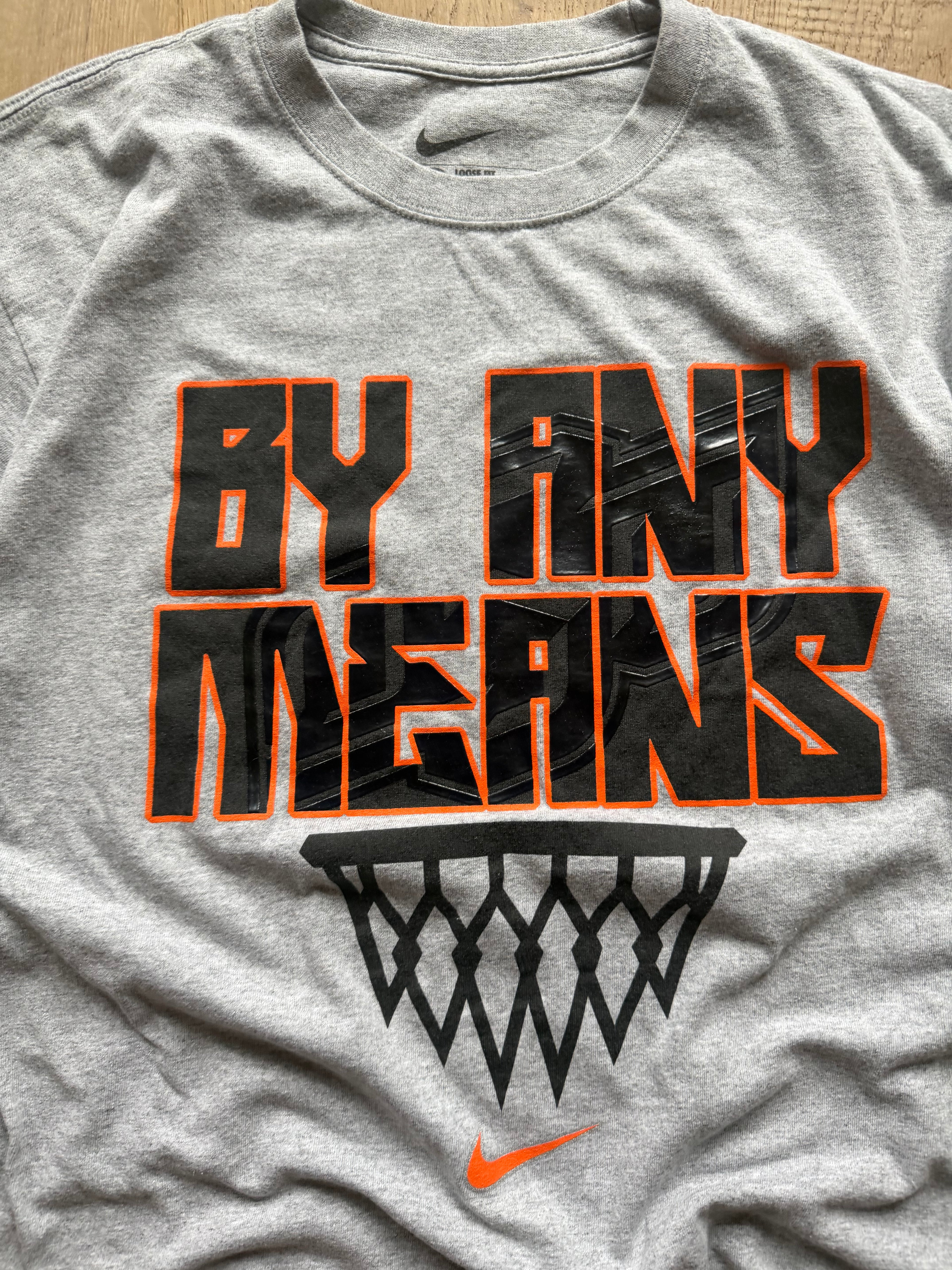 Grey 00s Nike Elite OSU Basketball “By All Means” T-Shirt Medium
