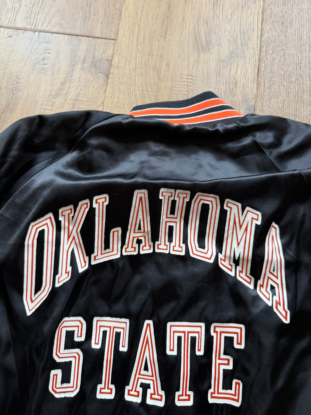 Black 90s Chalk Line OSU Printed Back Satin Jacket Medium
