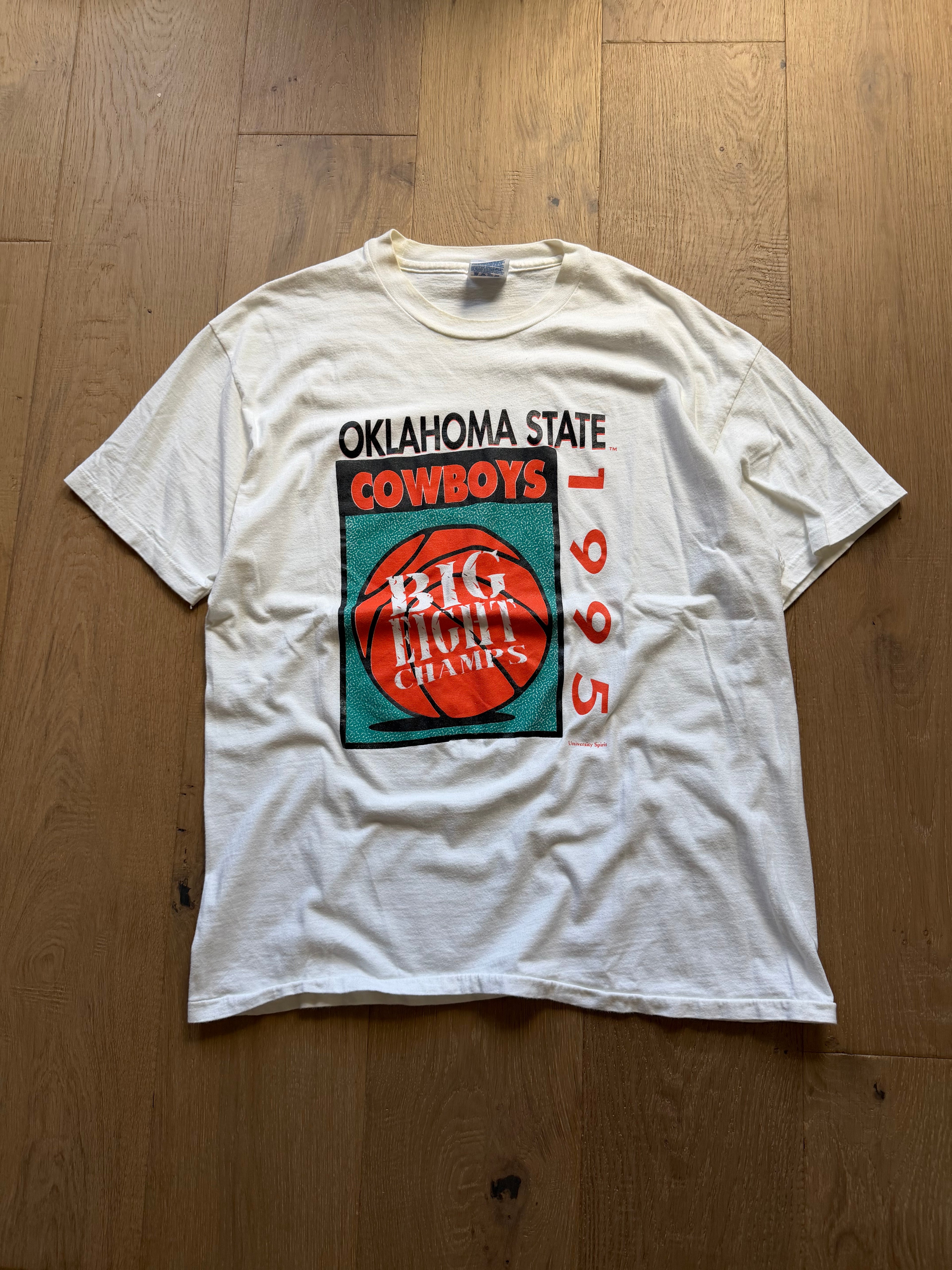 White 1995 Oklahoma State Big Eight Basketball Champions T-Shirt XL