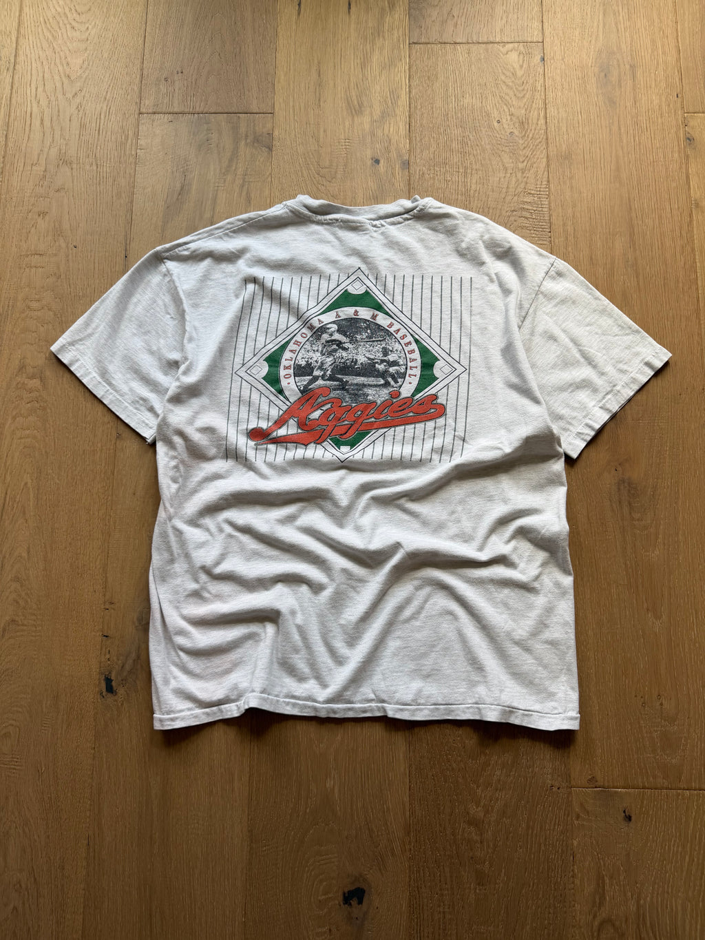 Grey 90s Oklahoma A&M Aggies Baseball T-Shirt XL