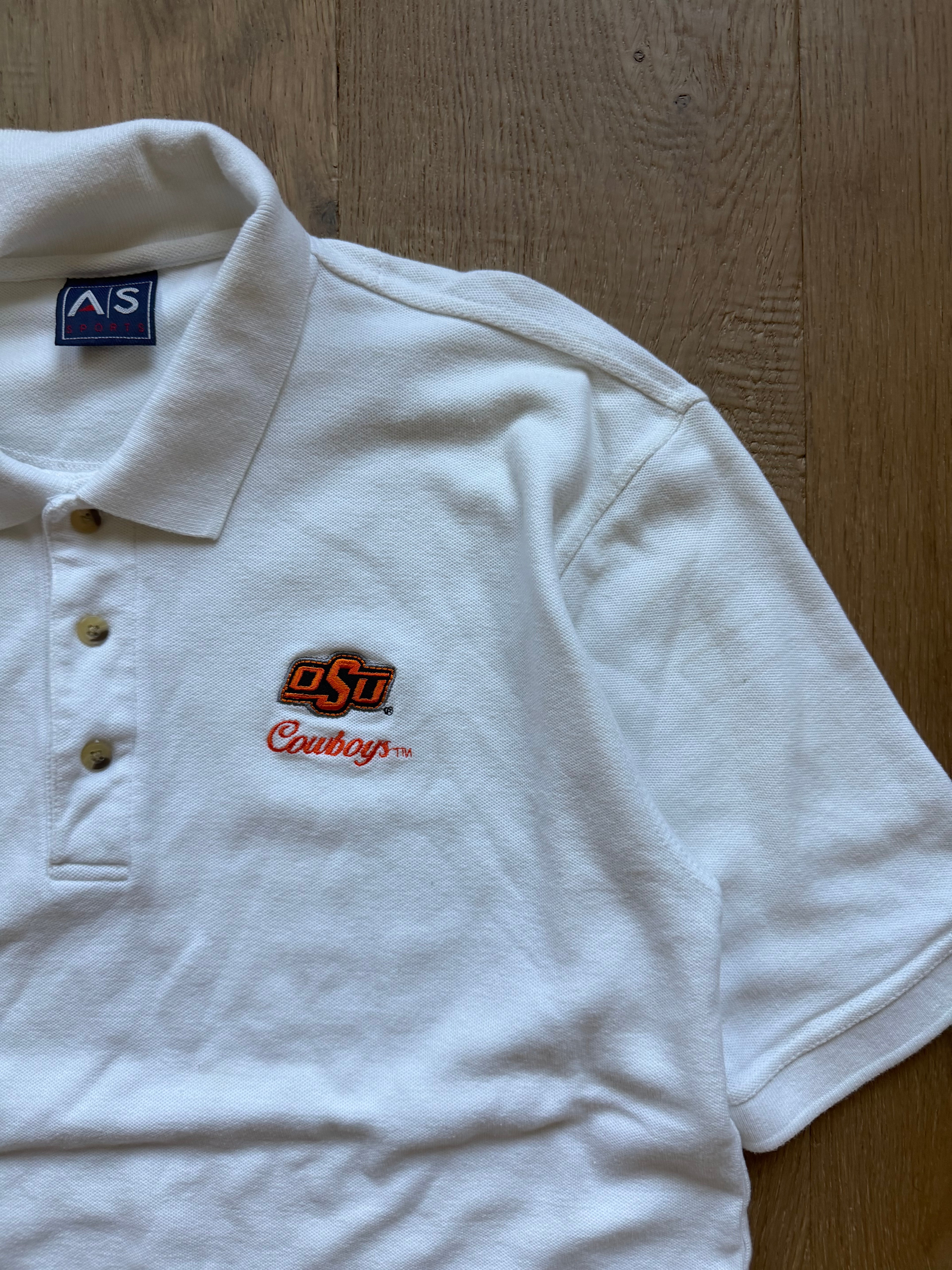 White 00s AS OSU Embroidered Polo Shirt Medium