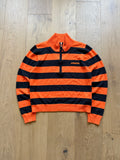 Black + Orange Striped Castles Sport “Cowboys” Embroidered Quarter Zip Sweater XL