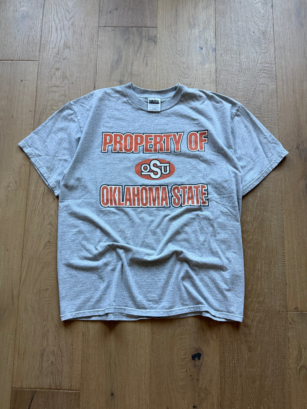 Grey 90s Property of Oklahoma State OSU Simple Logo T-Shirt XL