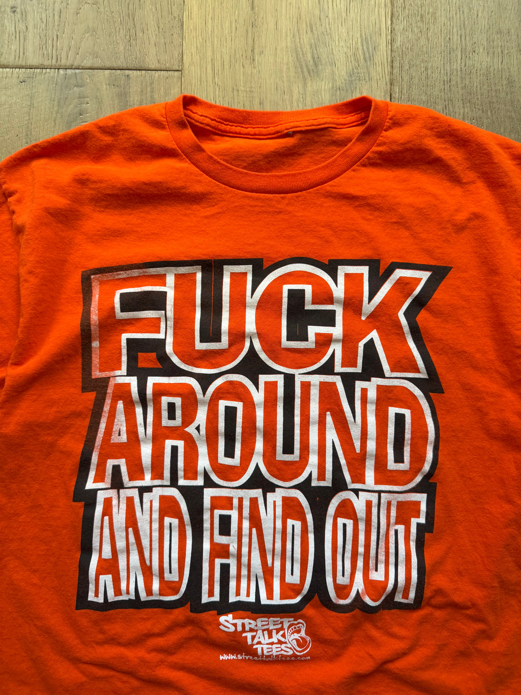 Orange FAFO NSFW Funny T-Shirt Medium