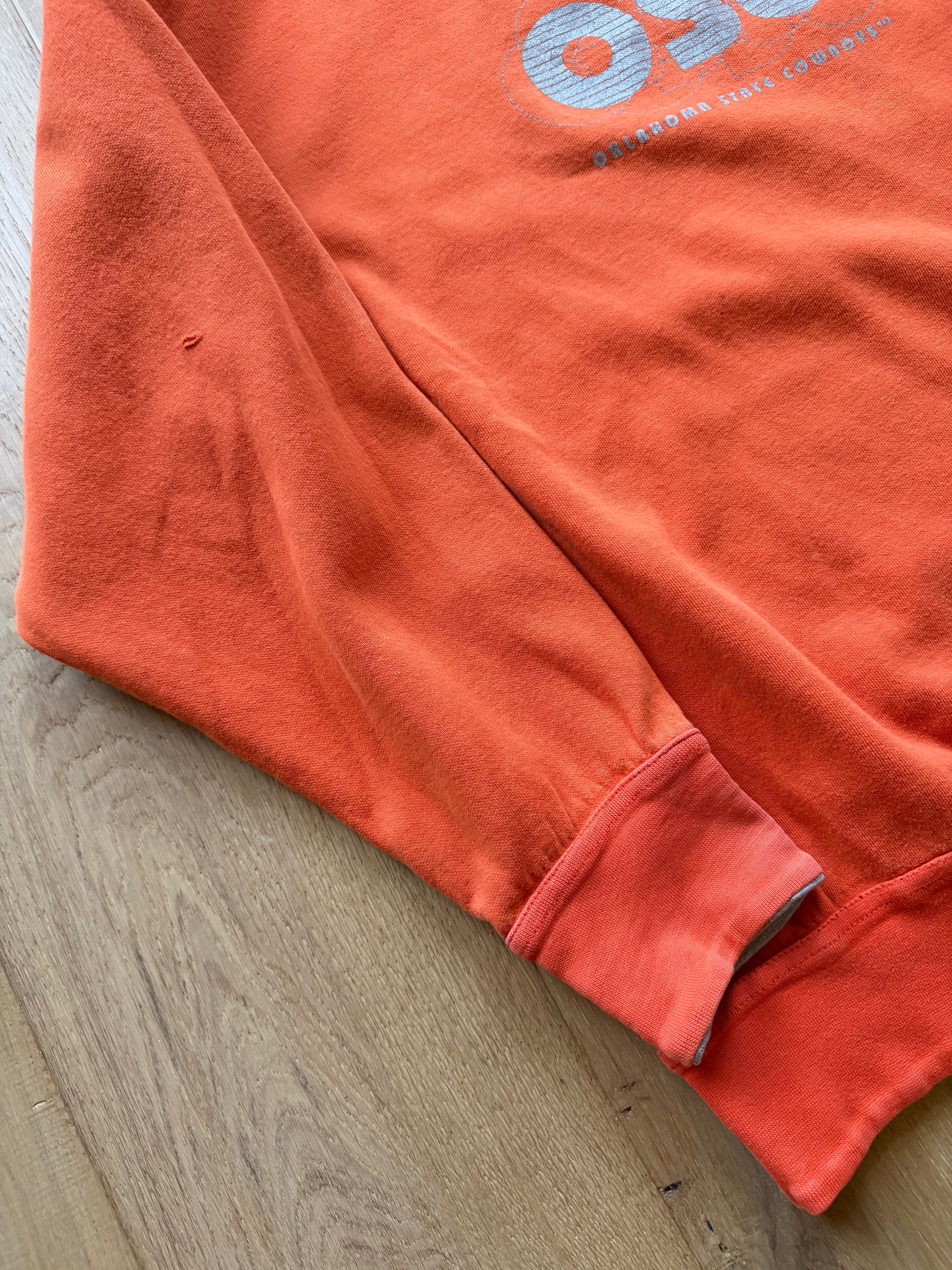 Grey and Orange Reversible 90s MV Sport OSU Layered Outline Crewneck Sweatshirt Large