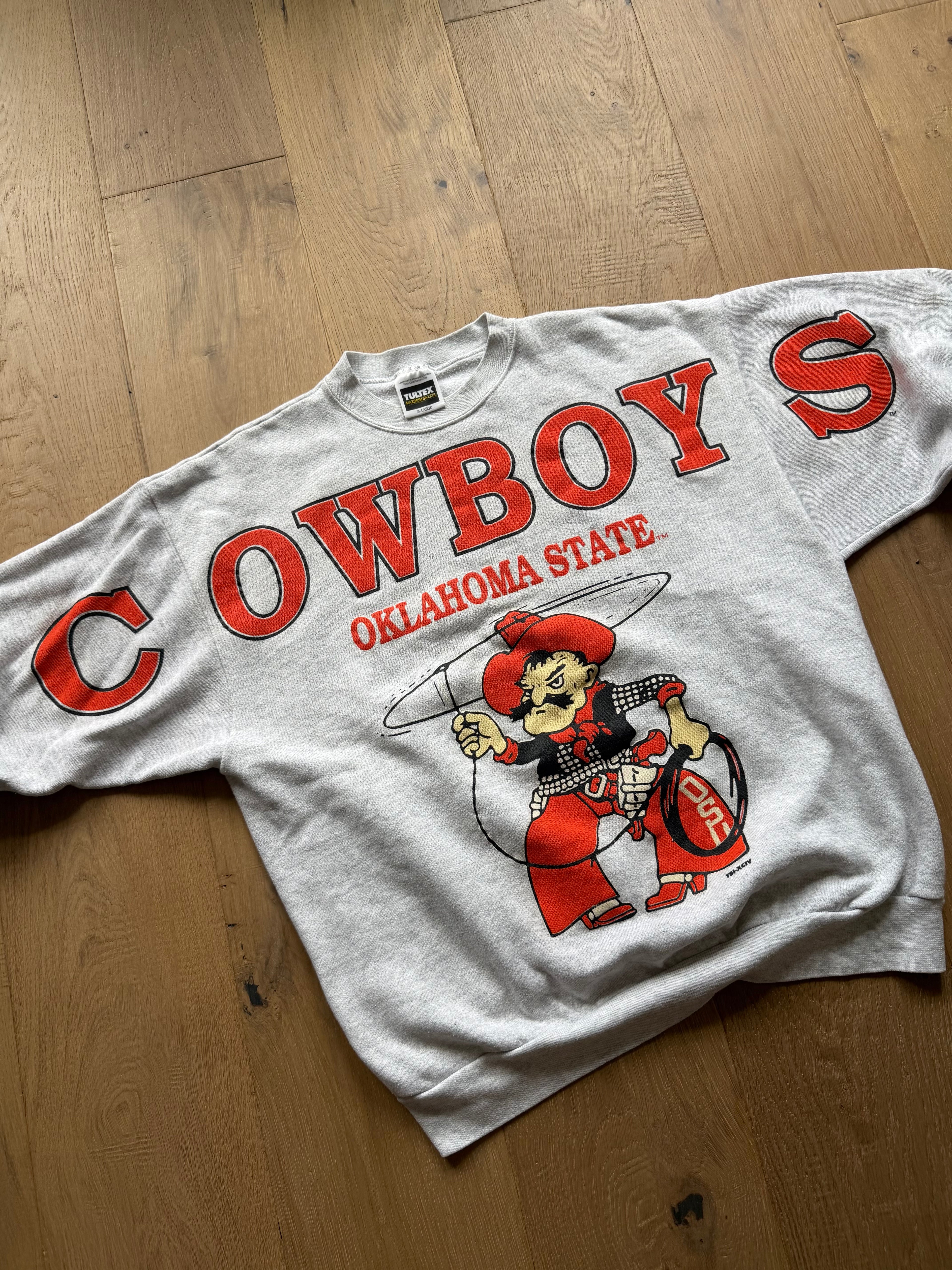 Grey 90s Oklahoma State Lass Pete “Cowboys” Spell Out Sweatshirt Large