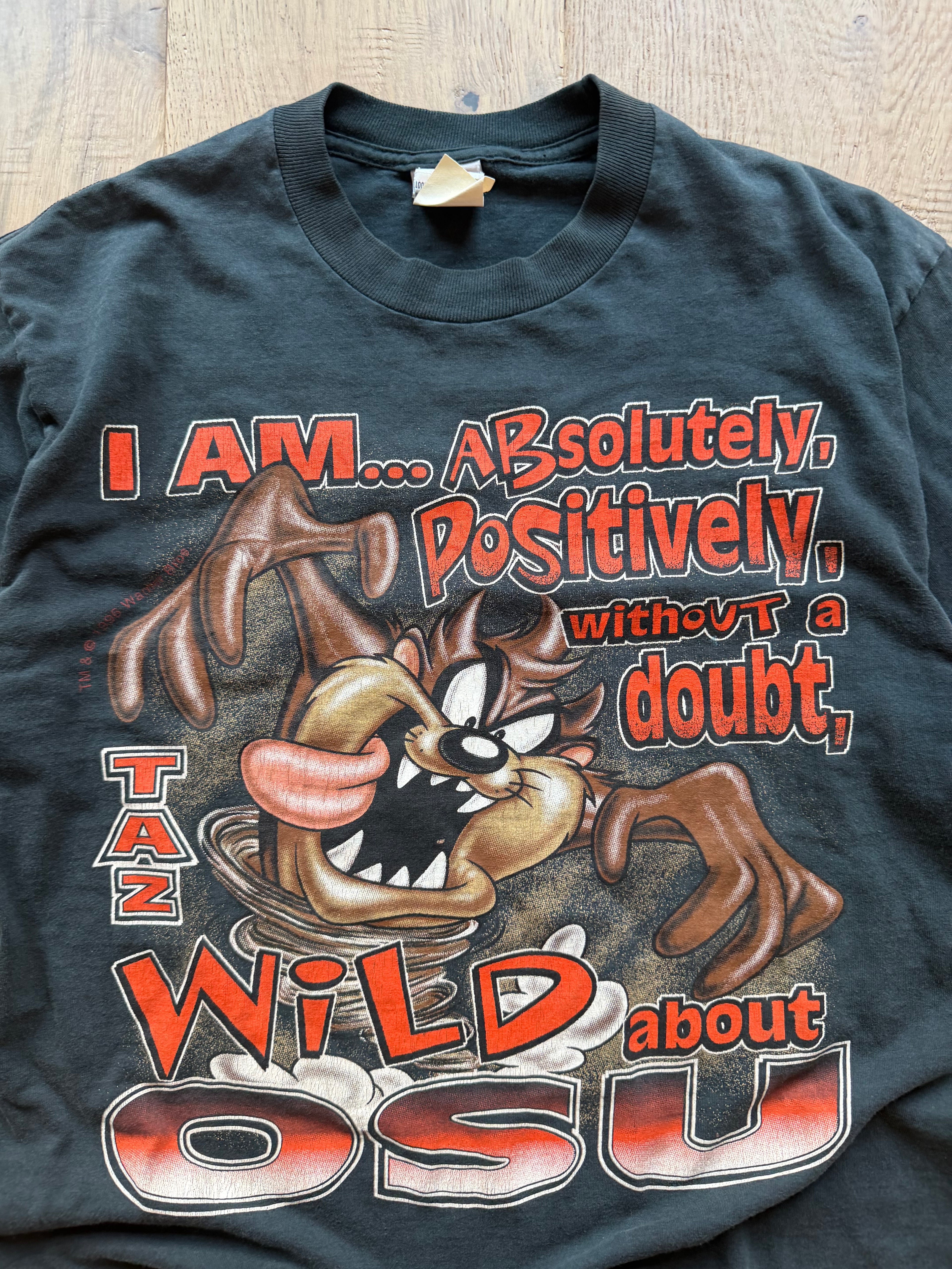 Black 90s Taz Wild About OSU Looney Tunes T-Shirt Large