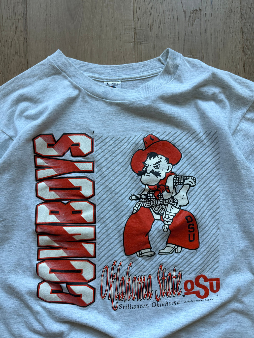 Grey 90s OSU Striped Cowboys Pete T-Shirt Boxy Large