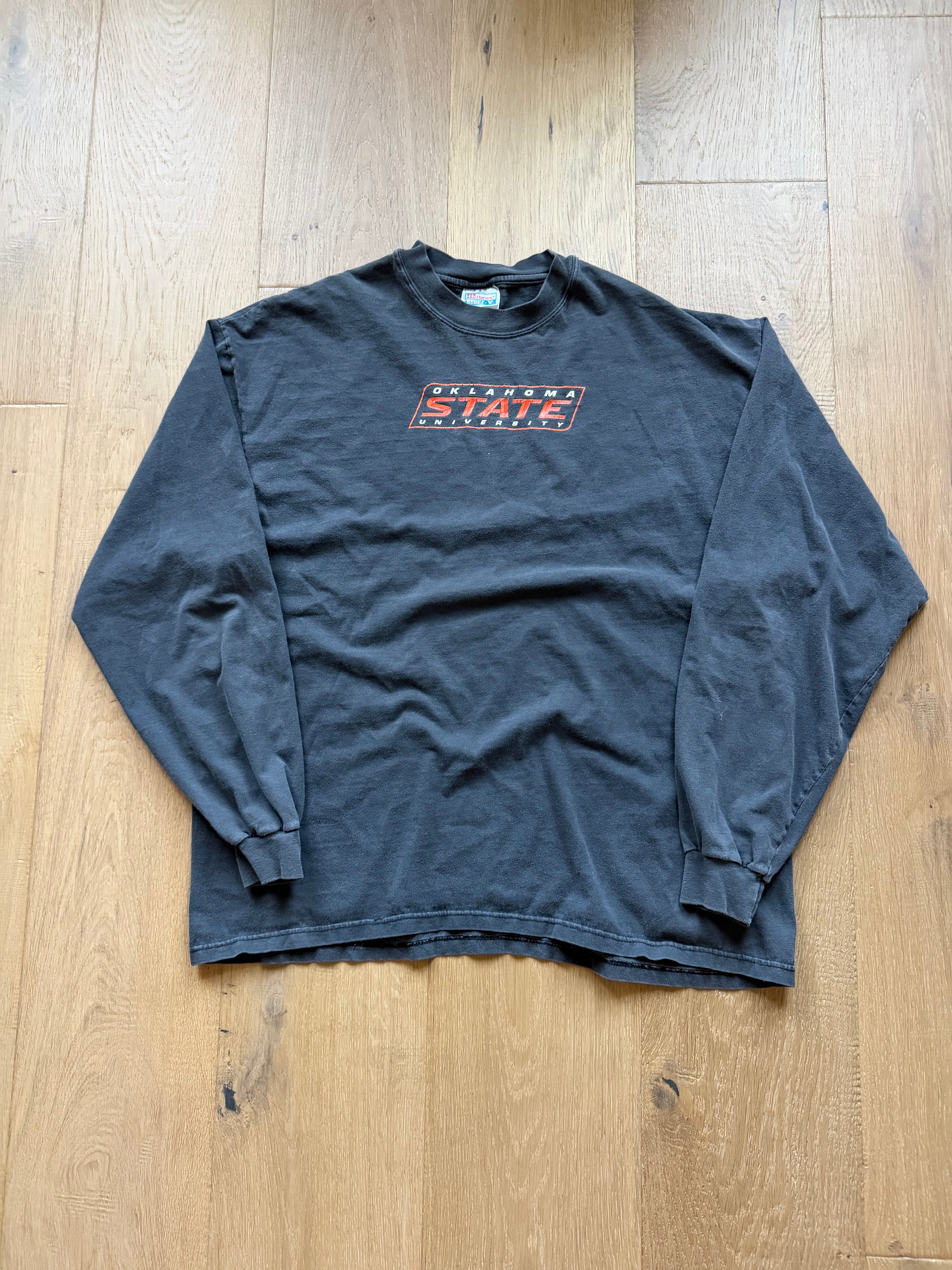 Faded Black 00s OSU State Italics Long Sleeve XL
