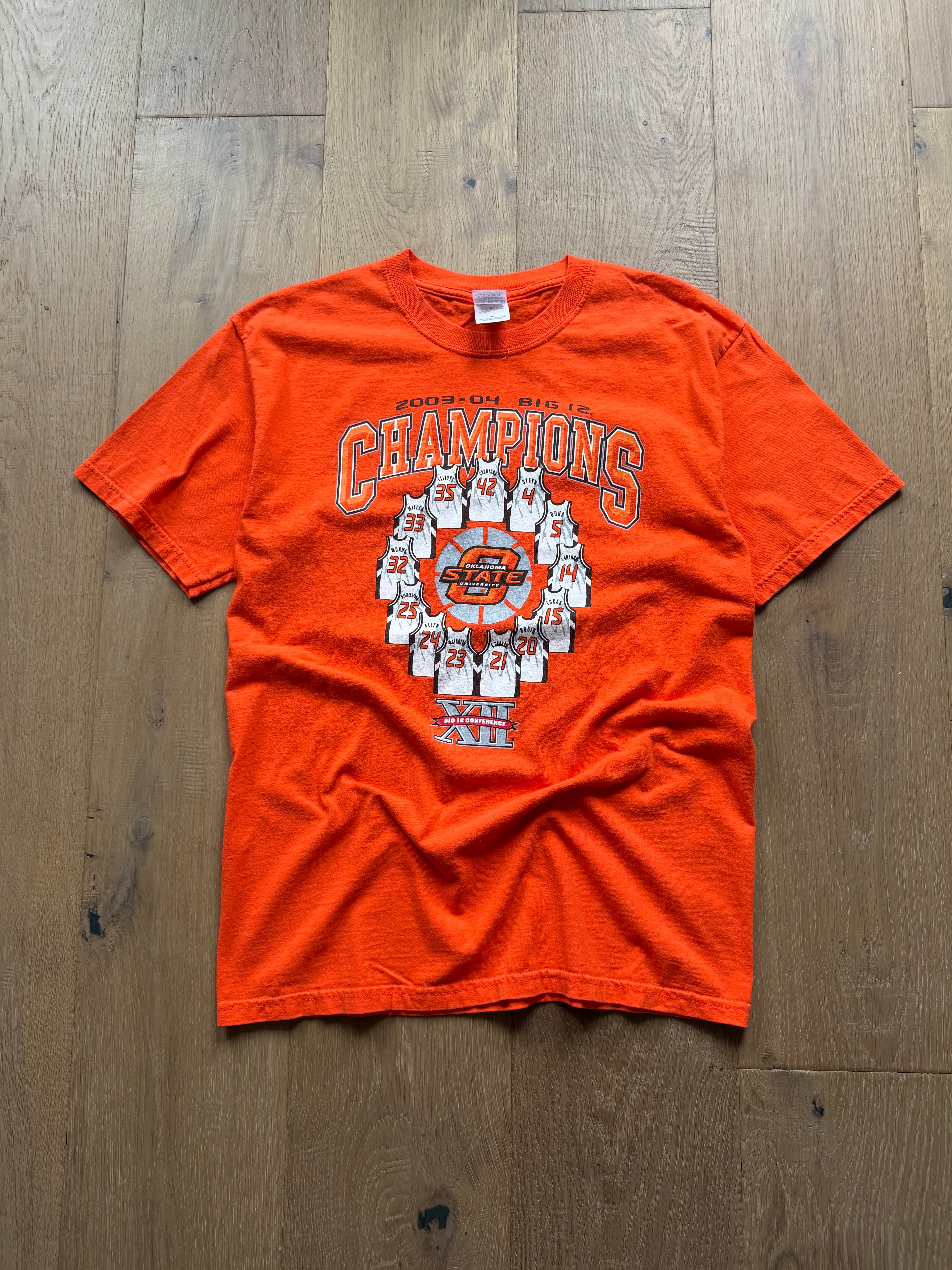 Orange 2003-2004 OSU Big 12 Basketball Champions Jerseys T-Shirt Medium