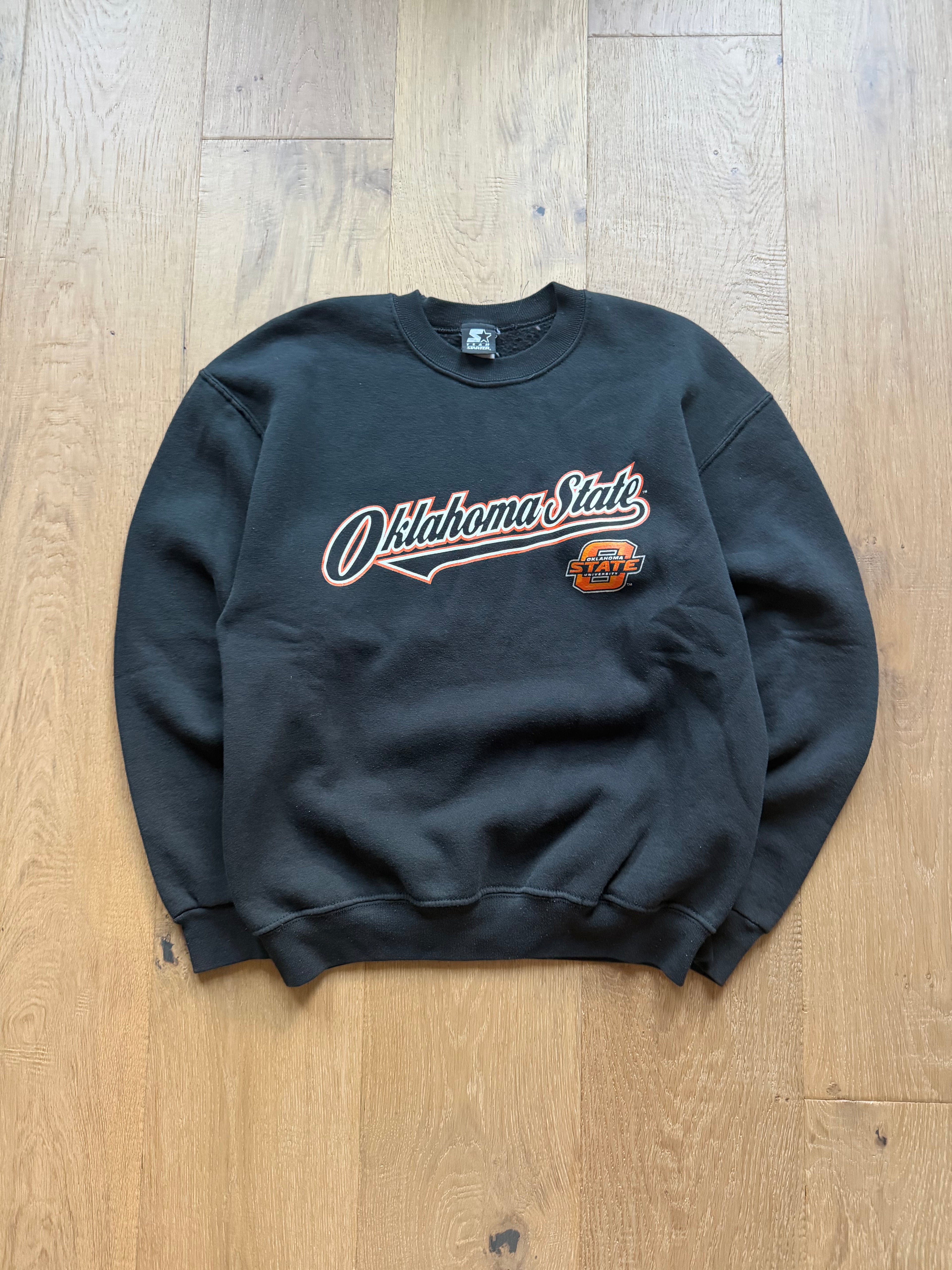 00s Black Starter Oklahoma State Tail Crewneck Sweatshirt Medium