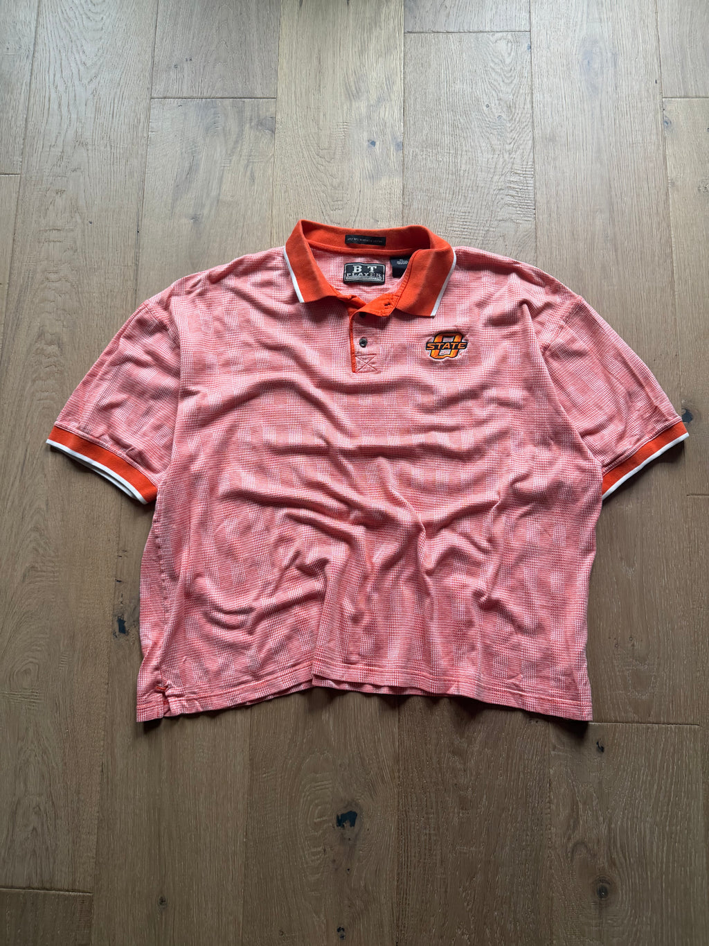 Orange 00s BT Player OSU Plaid Polo Shirt Boxy XXL