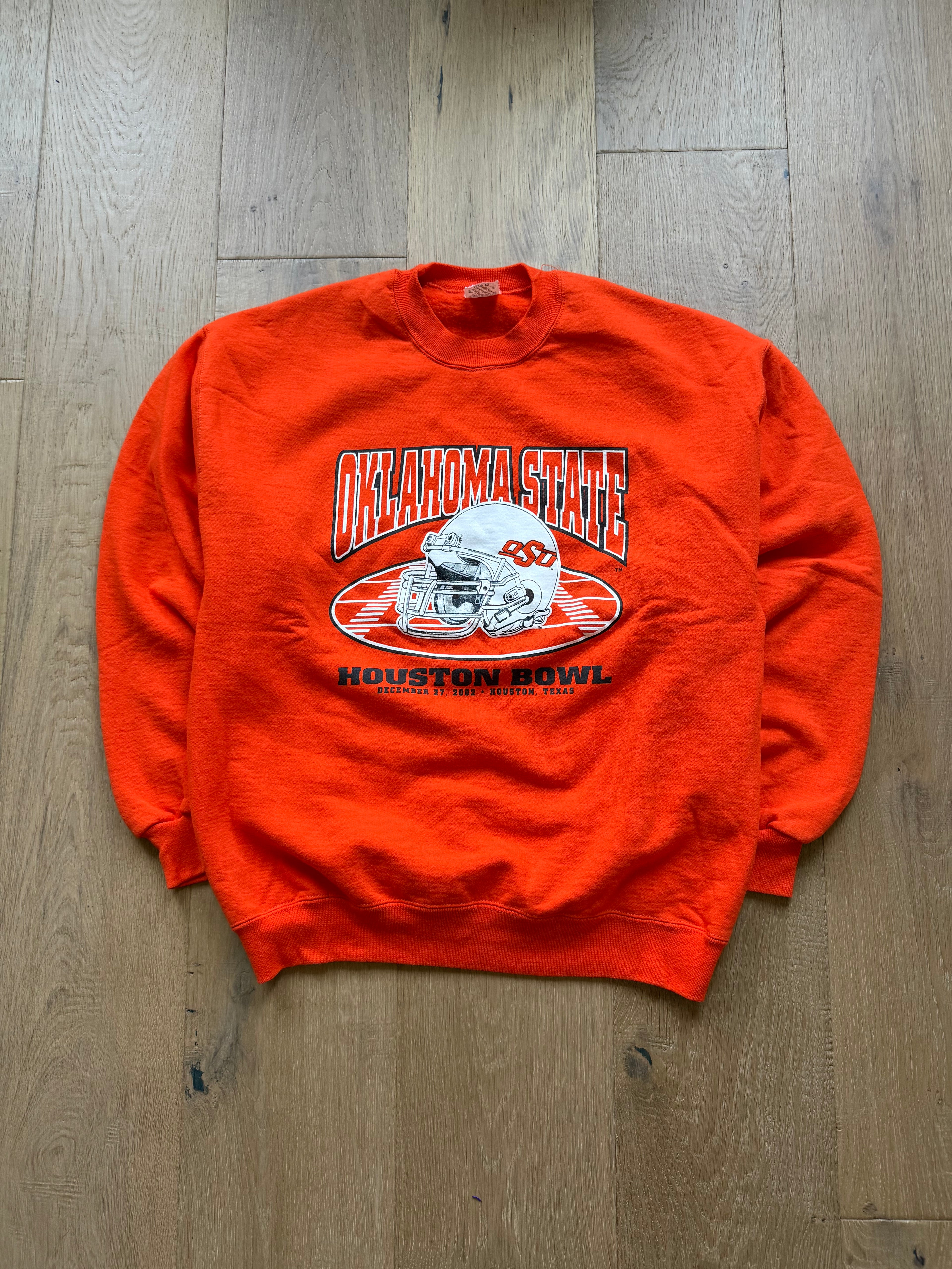 Orange 2002 Houston Bowl OSU Helmet Crewneck Sweatshirt Large