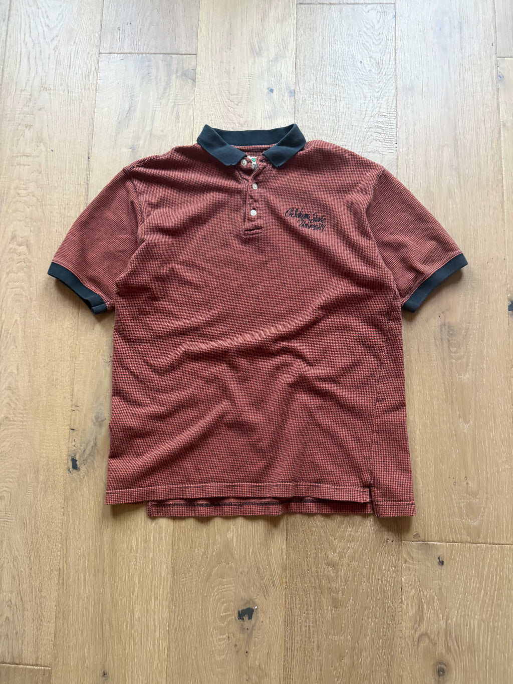 Orange Patterned 00s B Resort OSU Script Embroidered Polo Shirt Medium