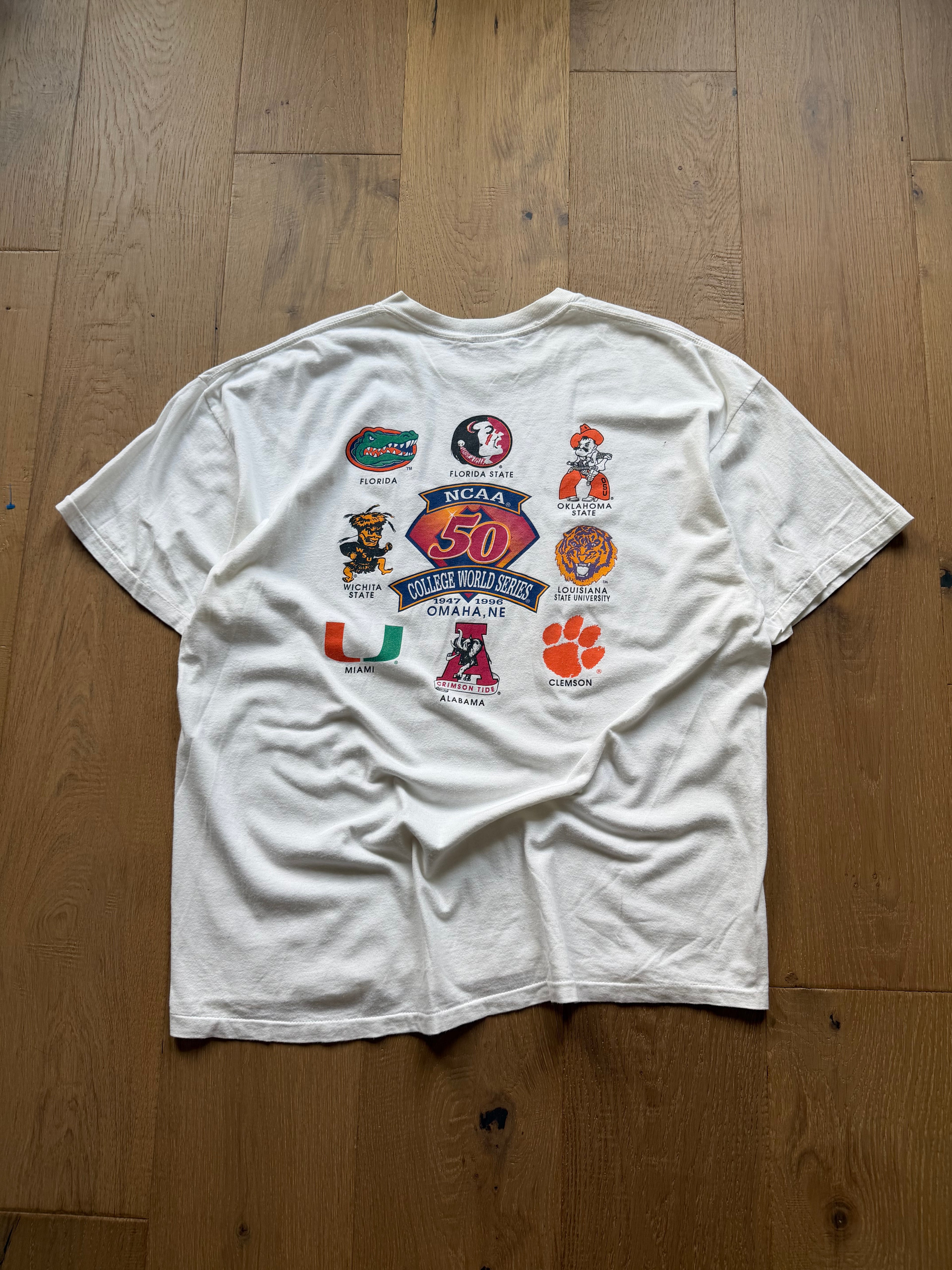 White 1996 College Baseball World Series Team T-Shirt XXL