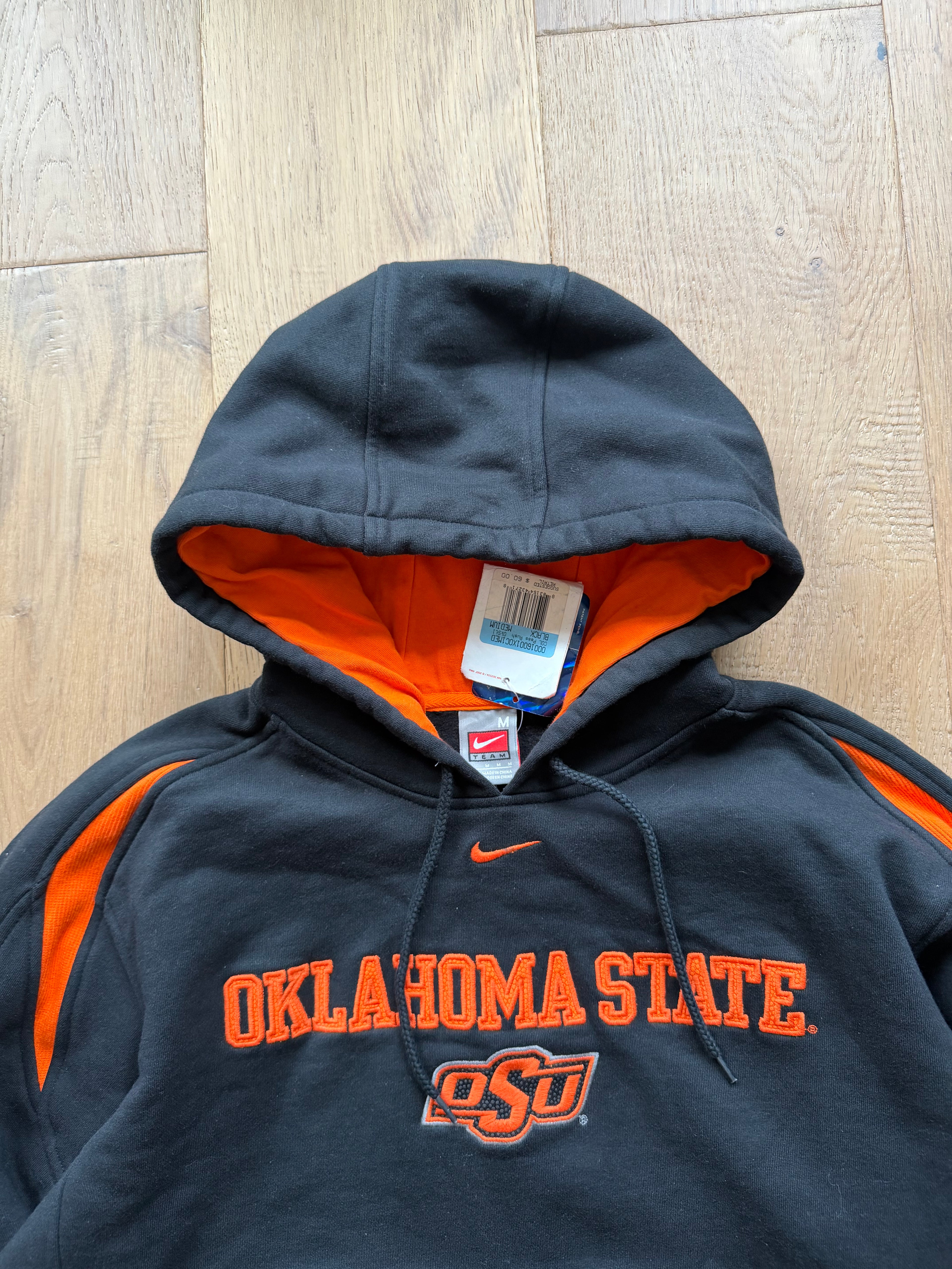 Black 00s Nike Oklahoma State Wrestling National Champions Embroidered Hoodie NWT Medium