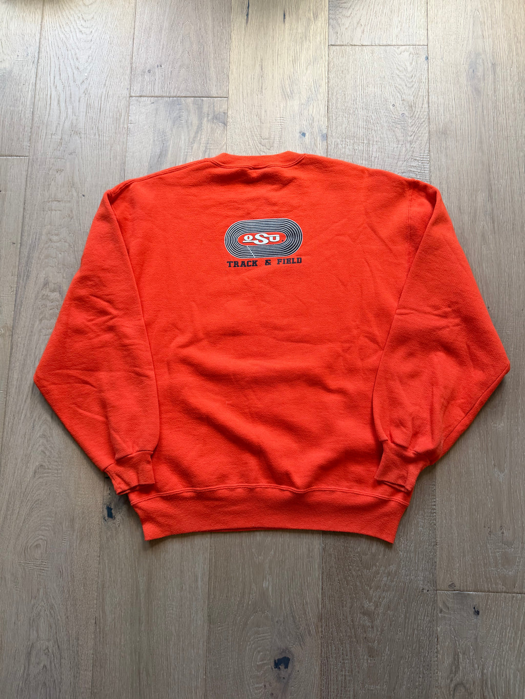 Orange 90s Russell Athletic OSU OState Track and Field Crewneck Sweatshirt Large