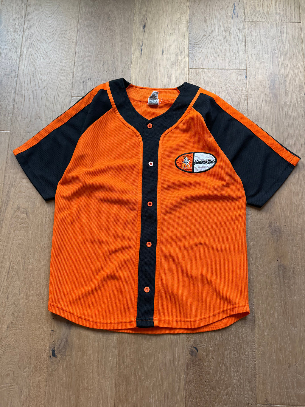 Orange Black Colorblock 00s Signal OSU Baseball Jersey Large