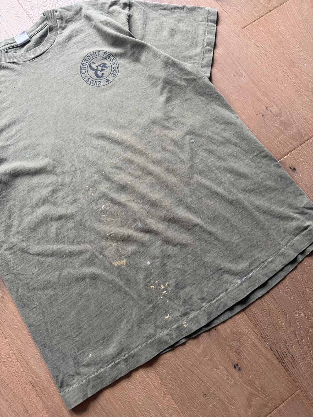 Green 90s Cross Canadian Ragweed Paint Splatter T-Shirt XL
