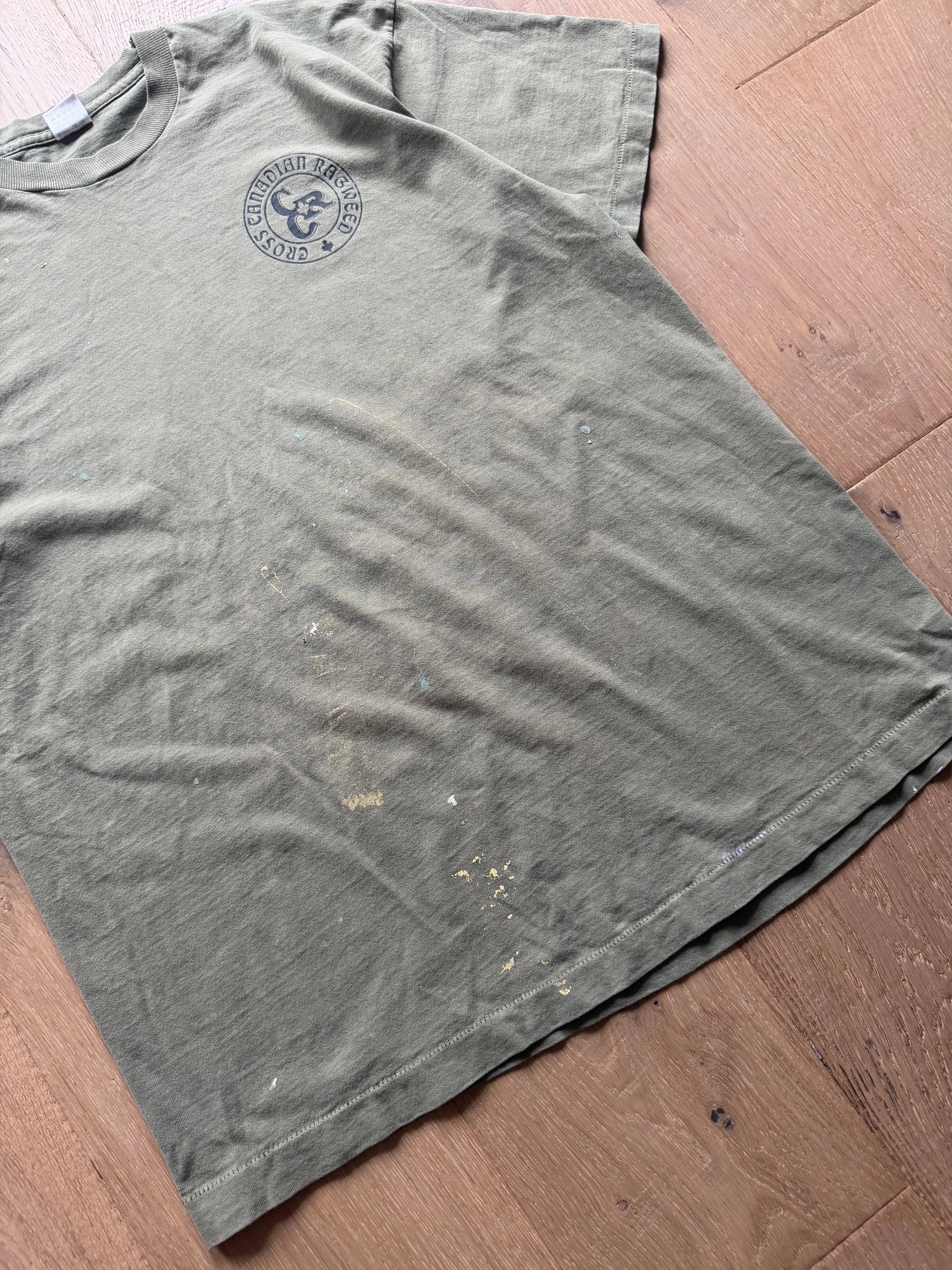 Green 90s Cross Canadian Ragweed Paint Splatter T-Shirt XL