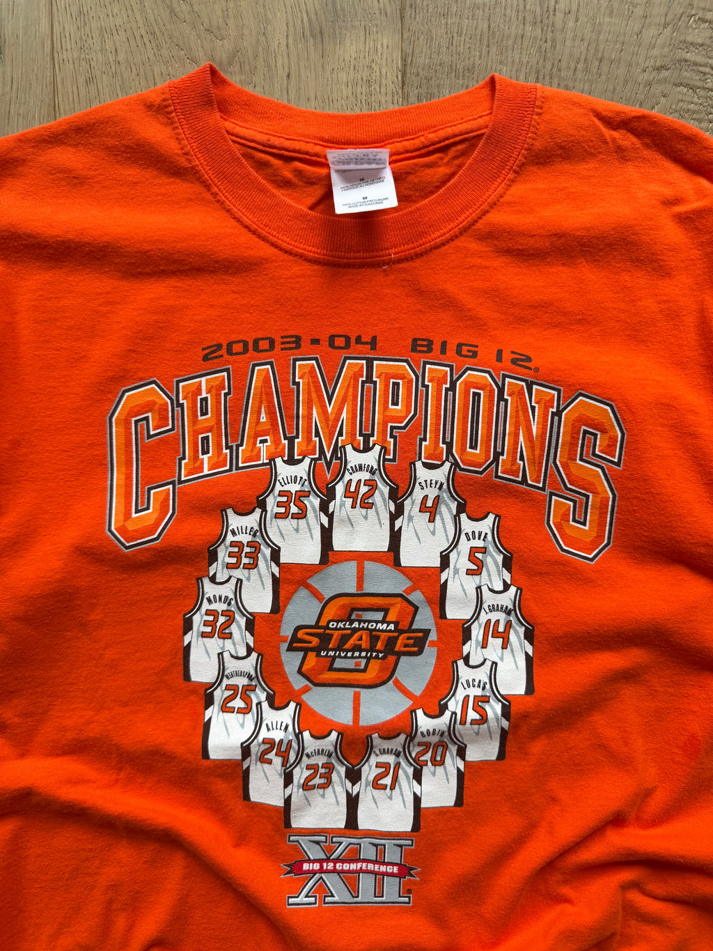 Orange 2003-2004 OSU Big 12 Basketball Champions Jerseys T-Shirt Medium