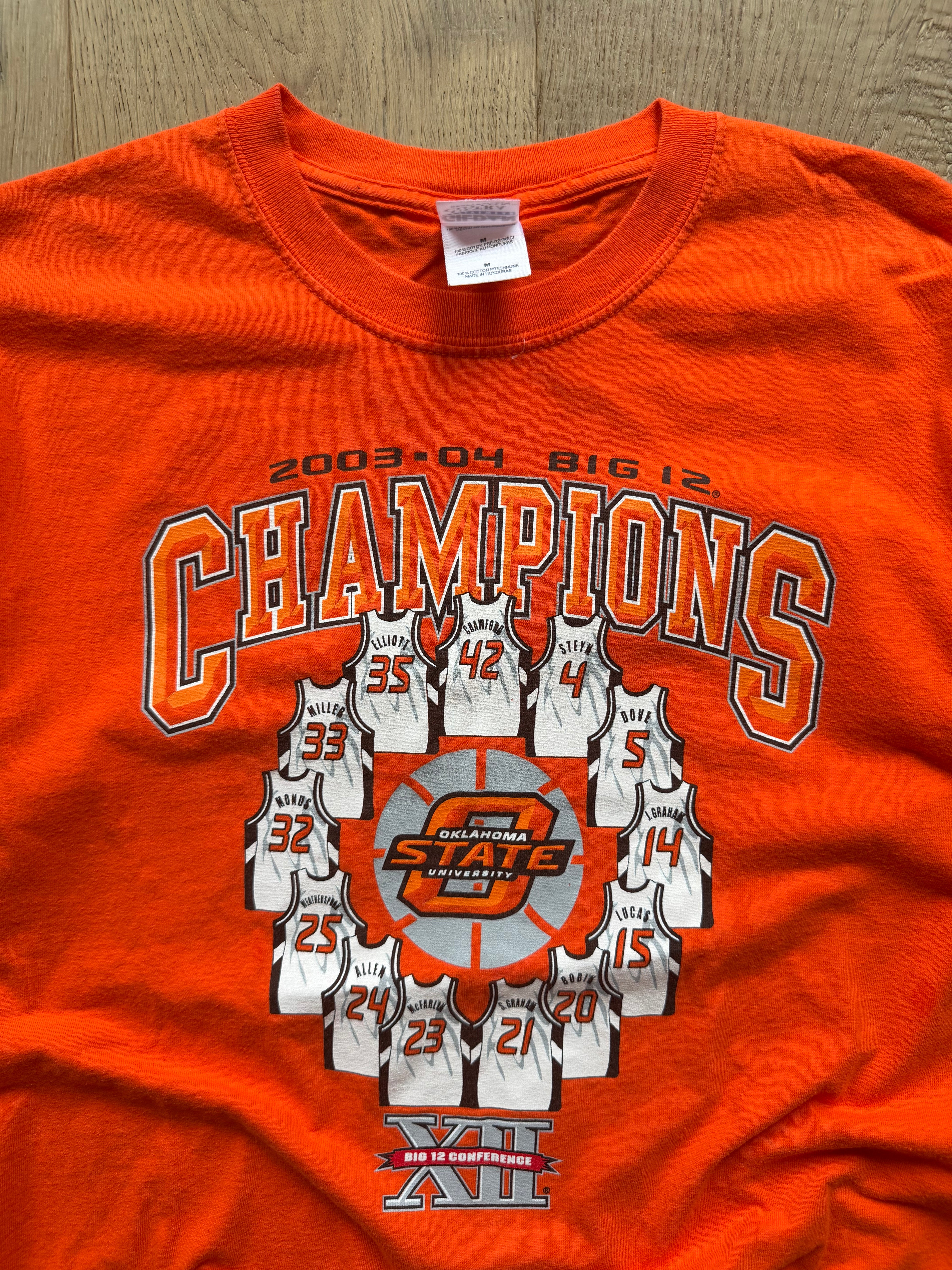 Orange 2003-2004 OSU Big 12 Basketball Champions Jerseys T-Shirt Medium