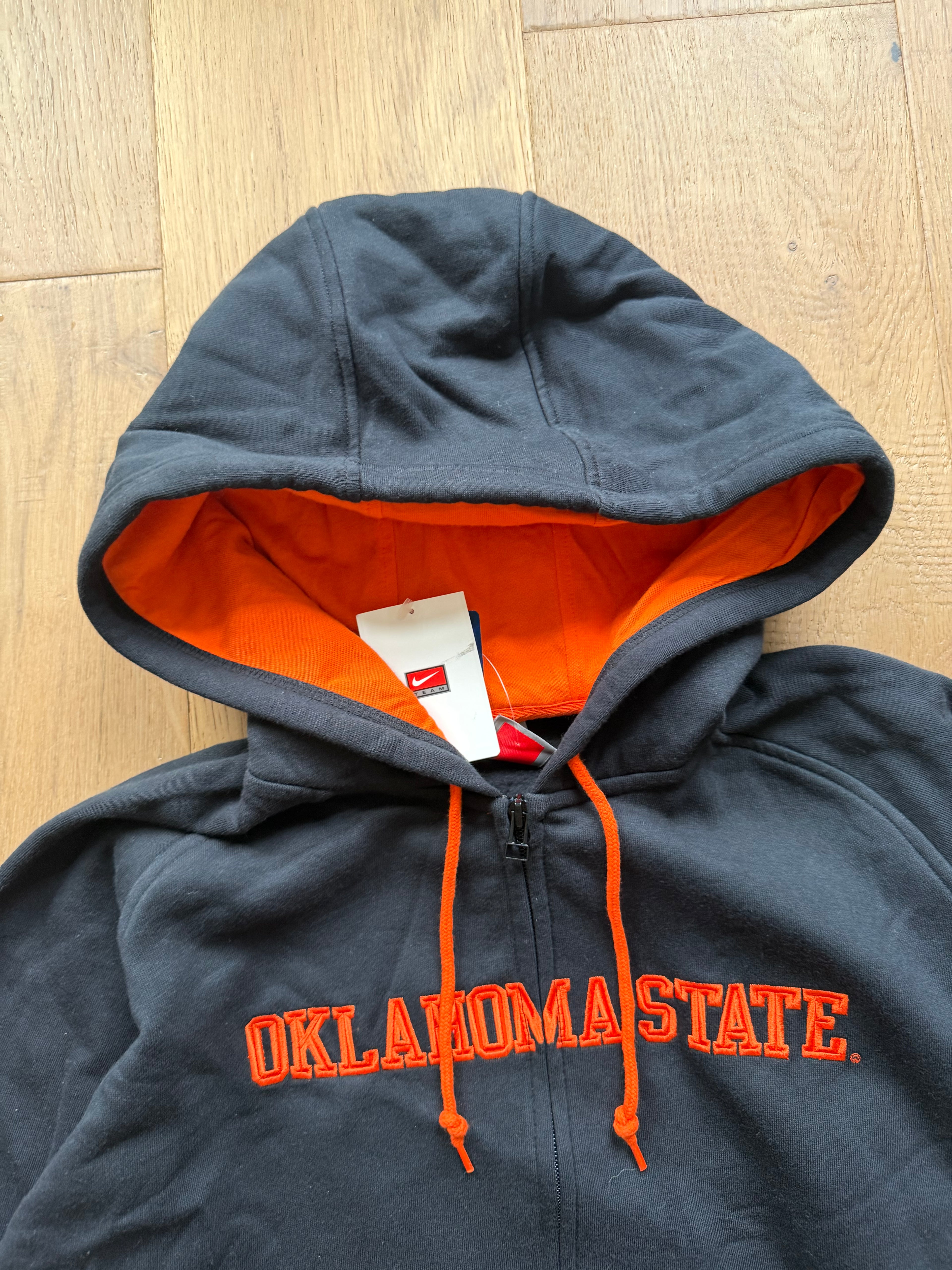 Black 00s Nike Oklahoma State Wrestling National Champions Embroidered Zip Up Hoodie NWT Small