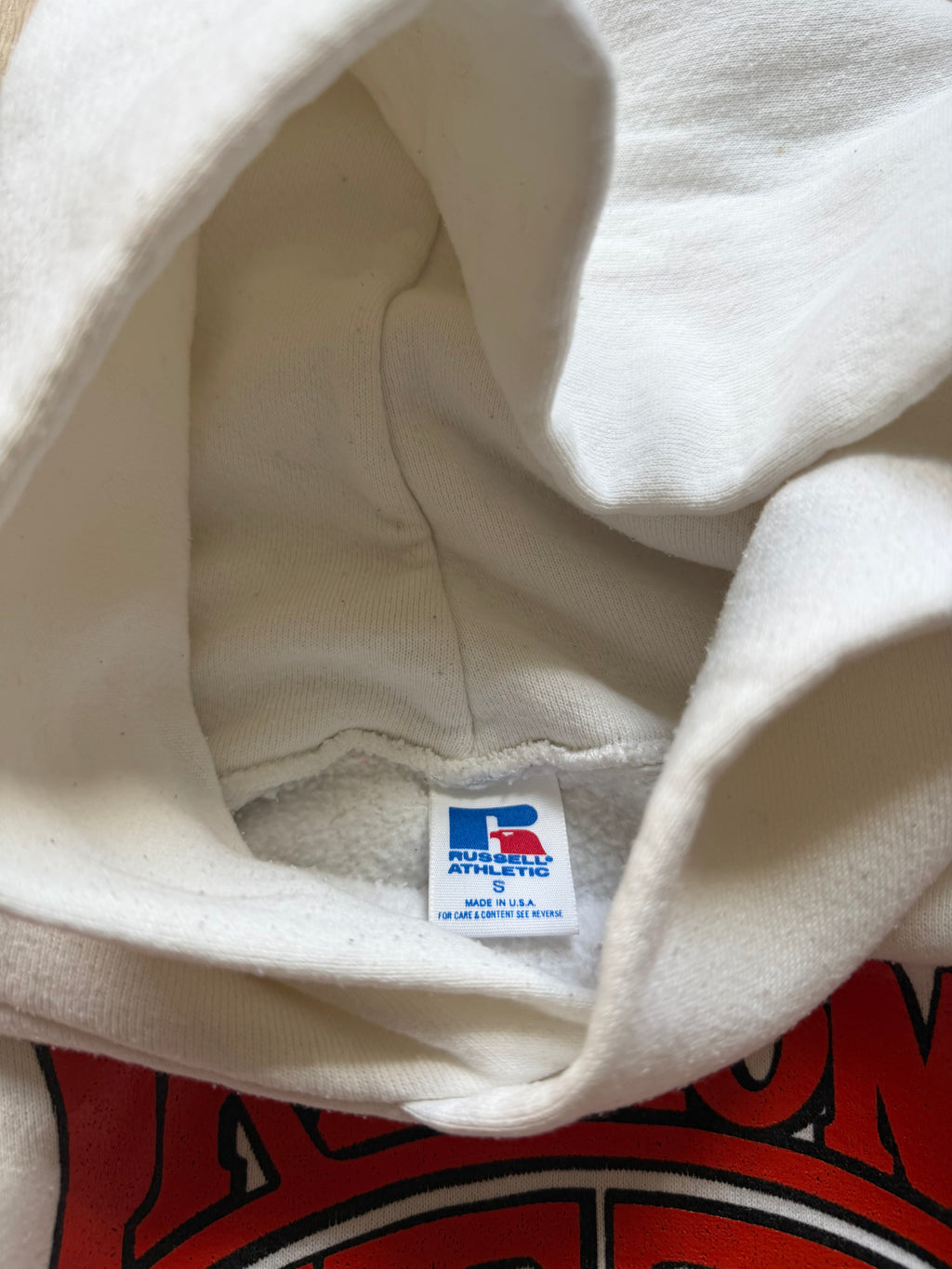 White 80s Russell Oklahoma State Western Font Hoodie Small