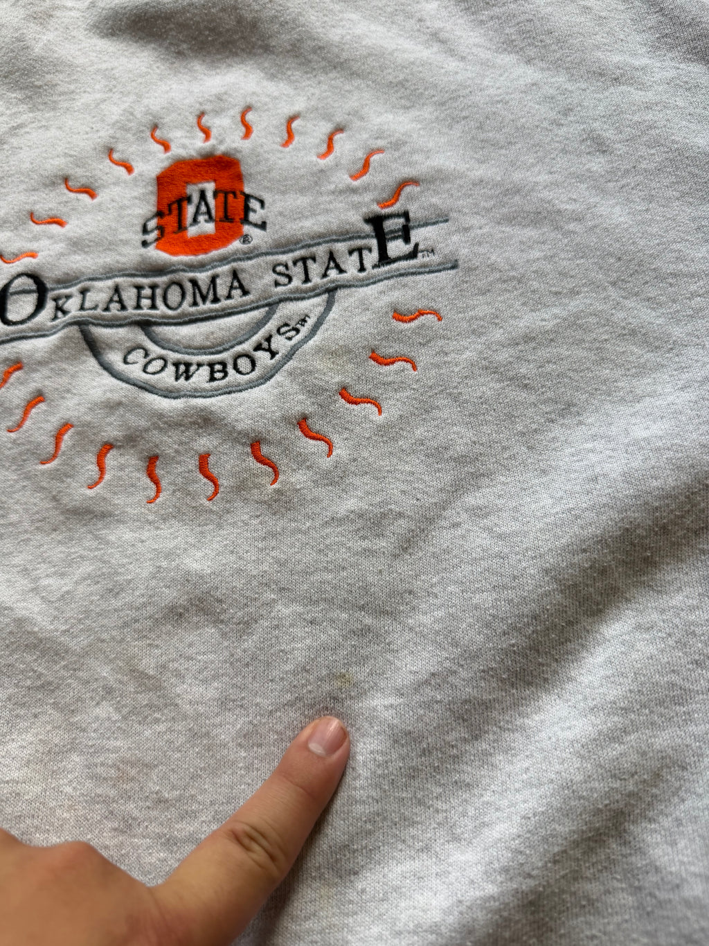 Grey 90s OState Embroidered Mockneck Crewneck Sweatshirt Large