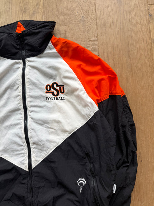 90s Multicolored Colorblock OSU Football Simple Logo Windbreaker Zip-Up Jacket Large