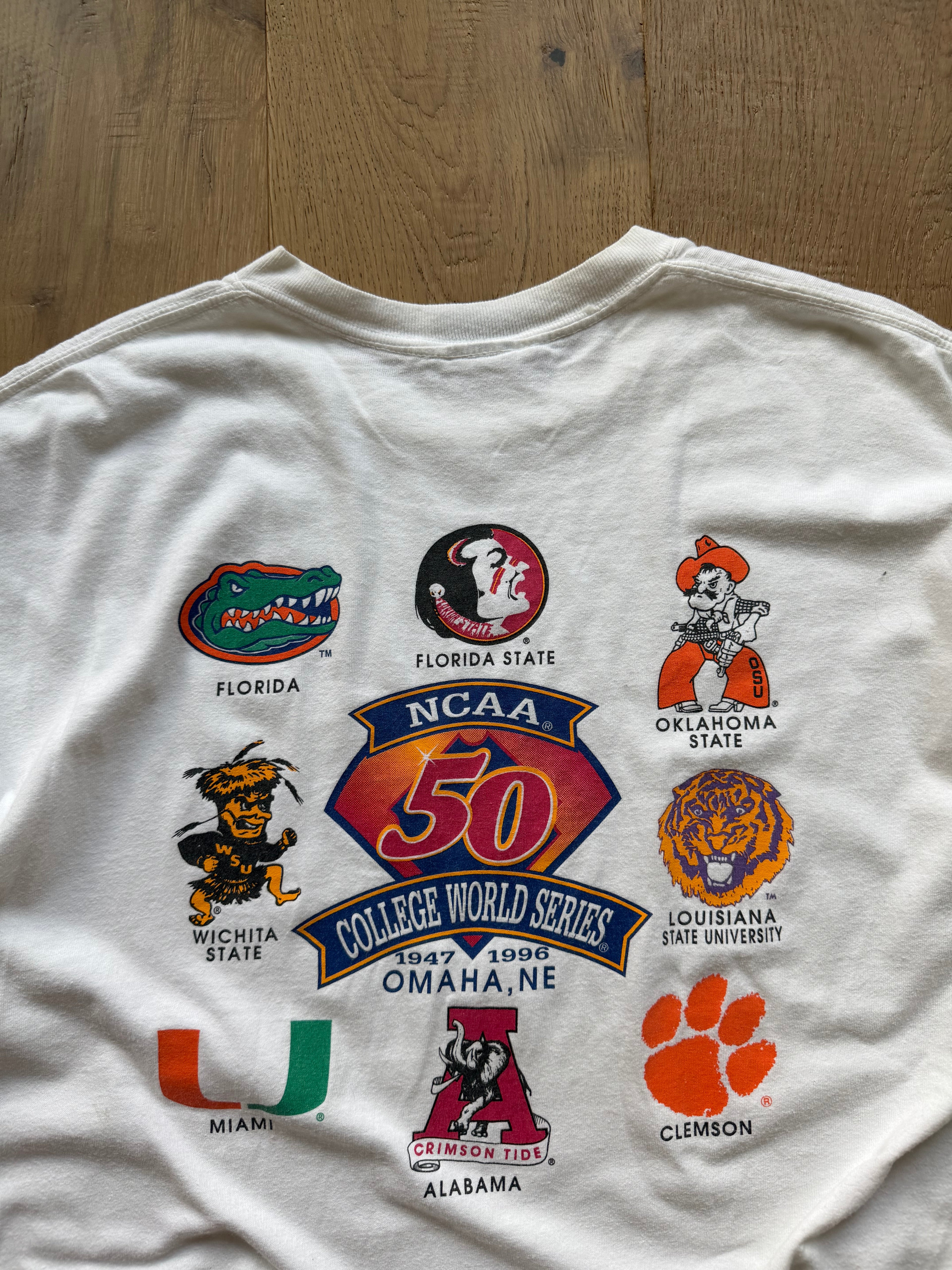 White 1996 College Baseball World Series Team T-Shirt XXL