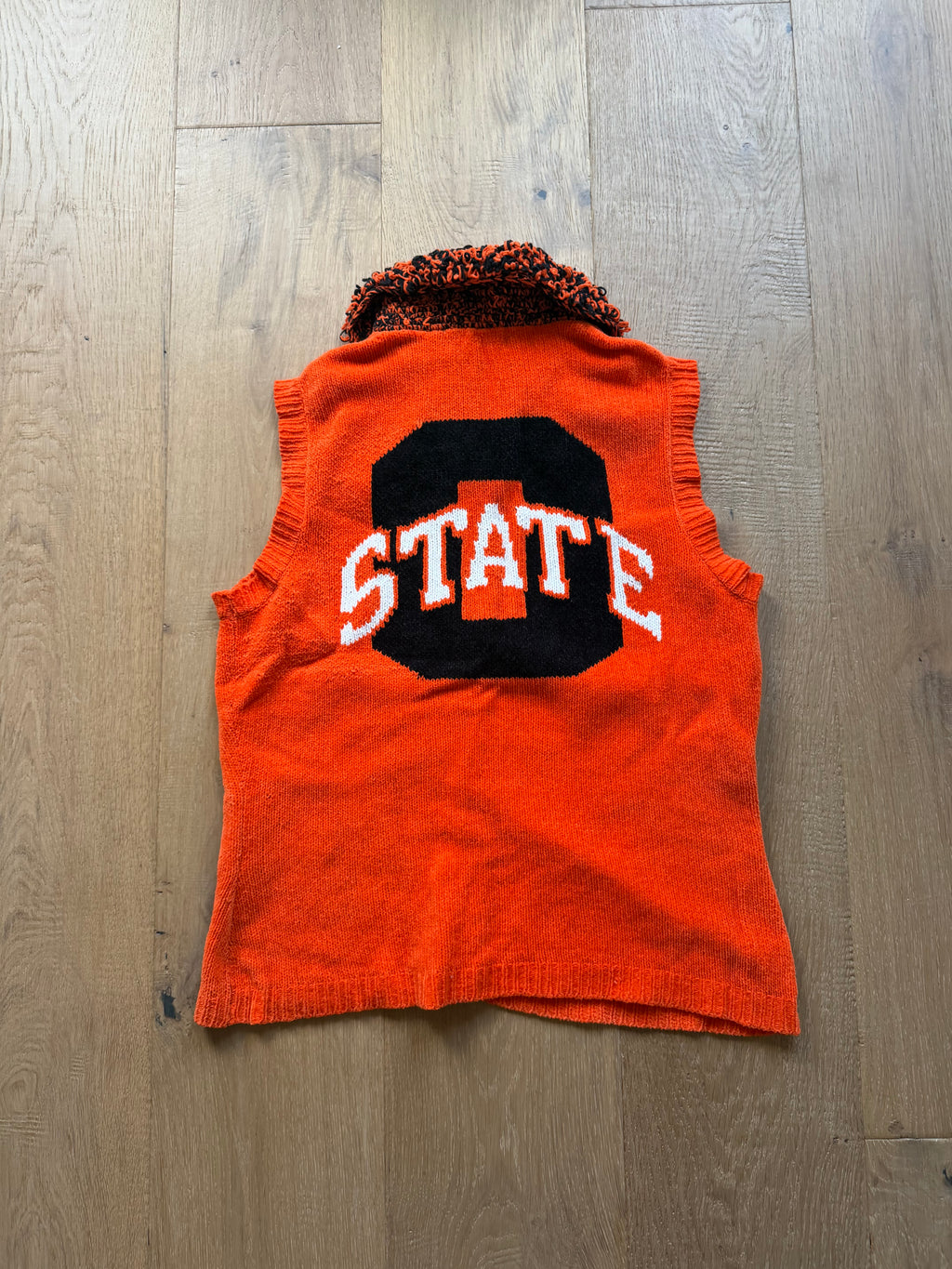 Orange 00s OState Fuzzy Zip Up Vest Medium