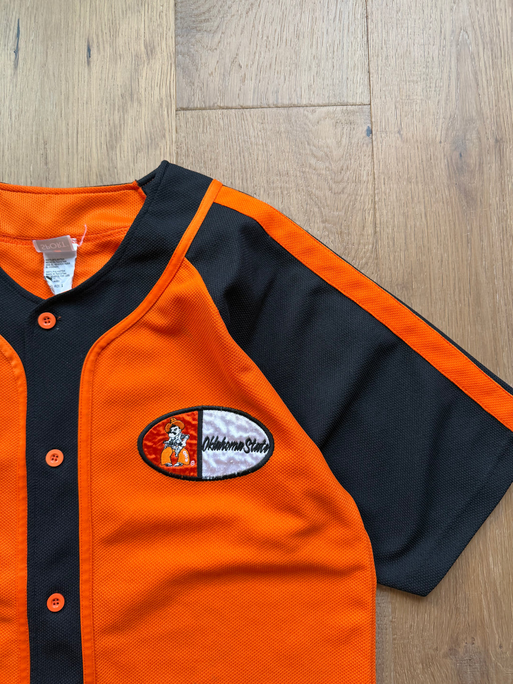 Orange Black Colorblock 00s Signal OSU Baseball Jersey Large