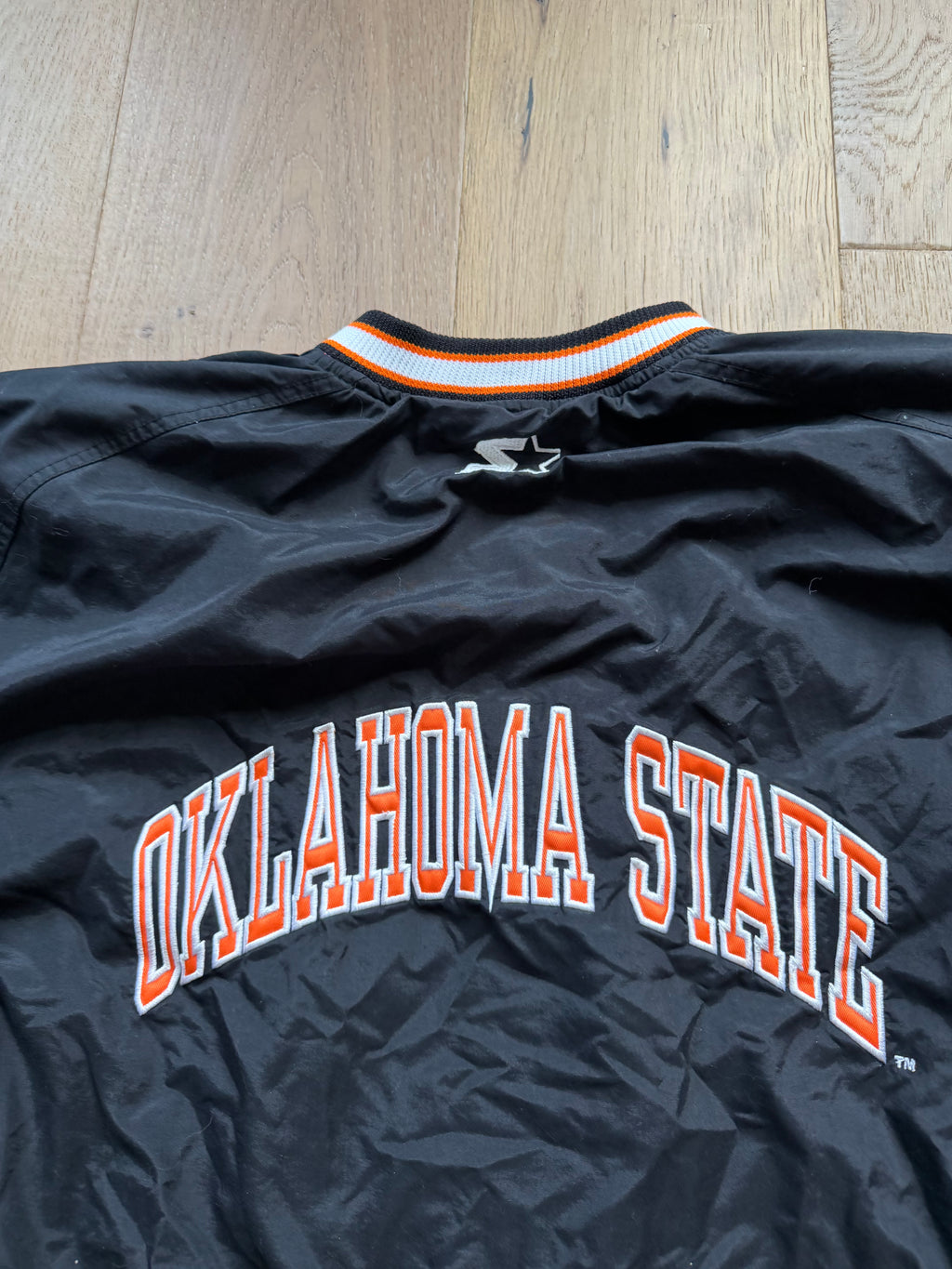 Black 00s Starter OSU Simple “Oklahoma State” Back Quarter Snap Windbreaker Jacket XXL