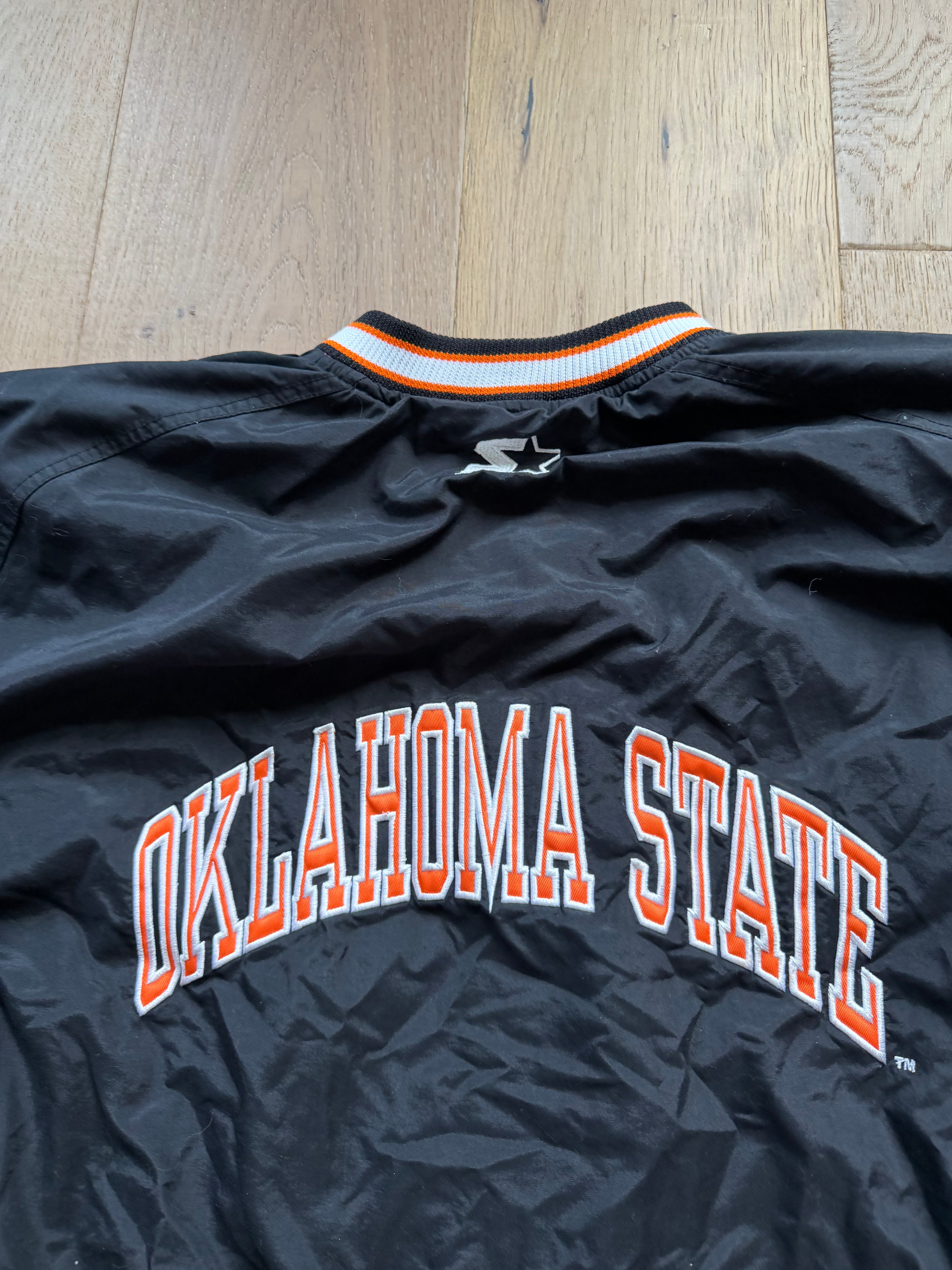 Black 00s Starter OSU Simple “Oklahoma State” Back Quarter Snap Windbreaker Jacket XXL