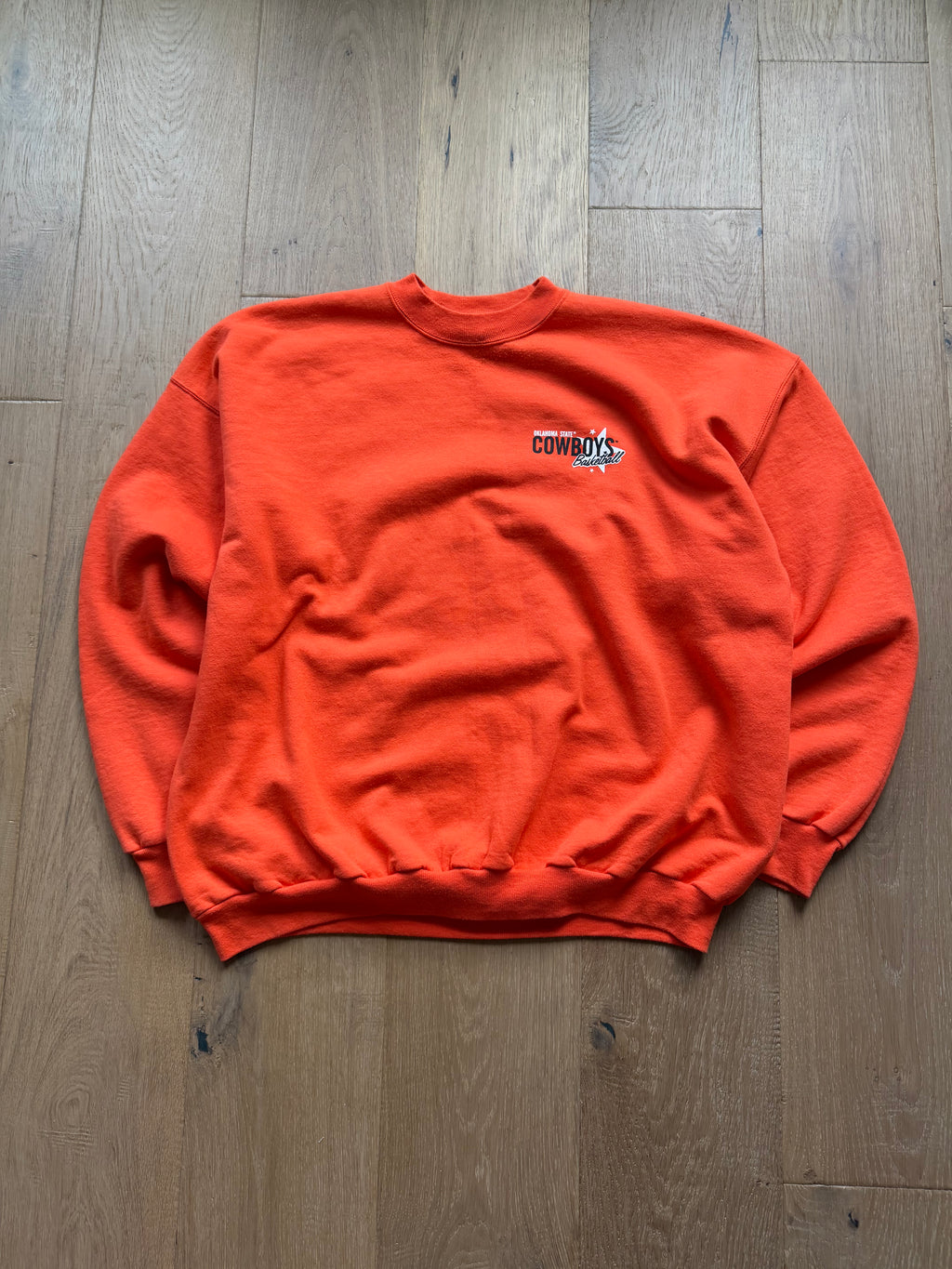 Orange 00s OSU Basketball Slant Poster Crewneck Sweatshirt XXL