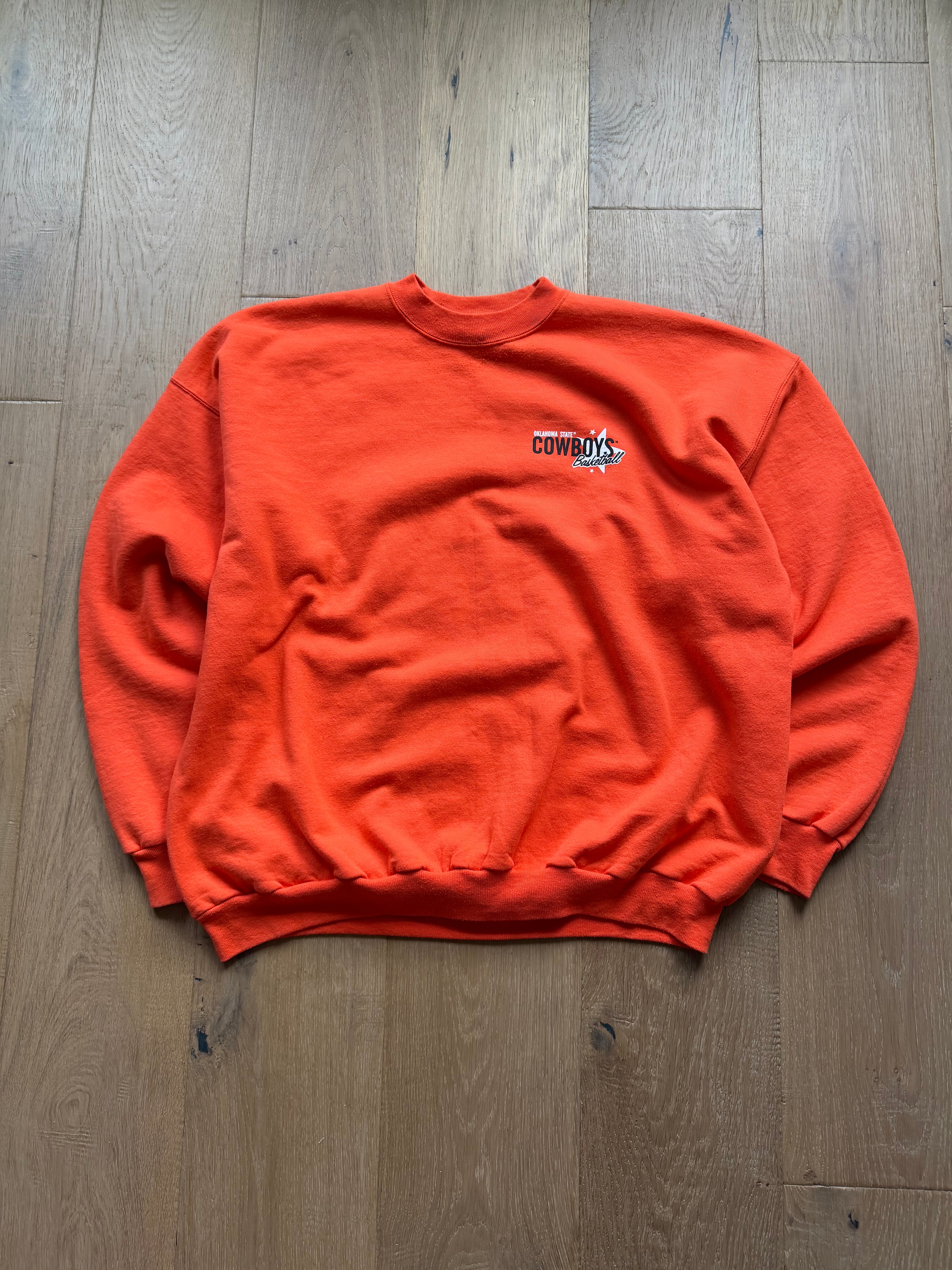 Orange 00s OSU Basketball Slant Poster Crewneck Sweatshirt XXL