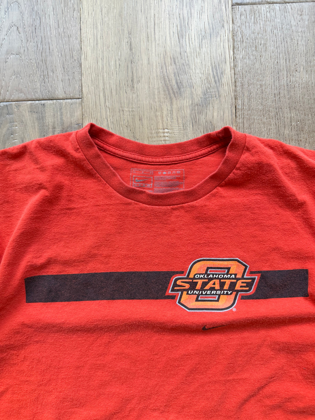 Orange 00s Nike OSU Slanted Wrap Vertical Back T-Shirt Large