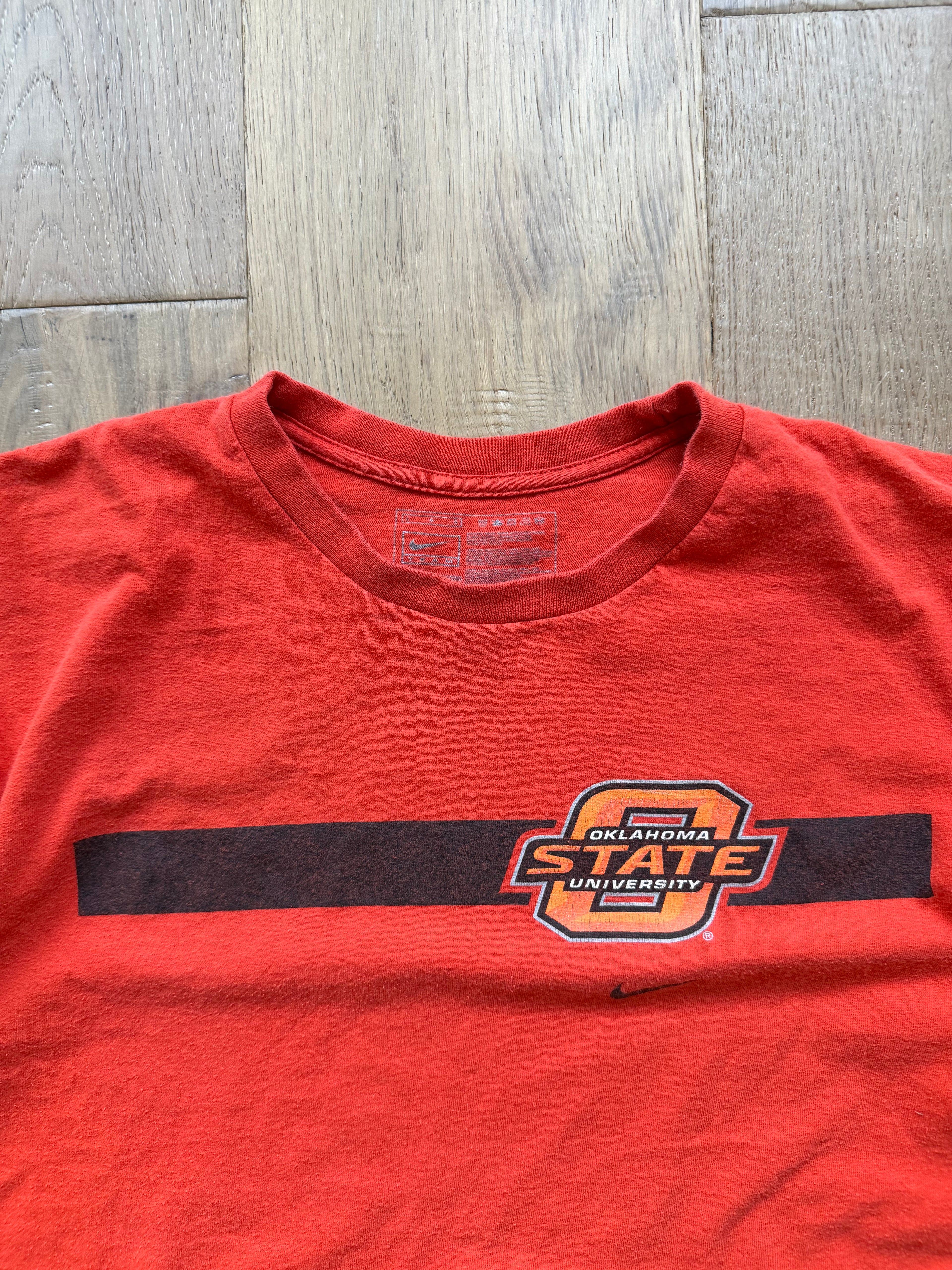 Orange 00s Nike OSU Slanted Wrap Vertical Back T-Shirt Large