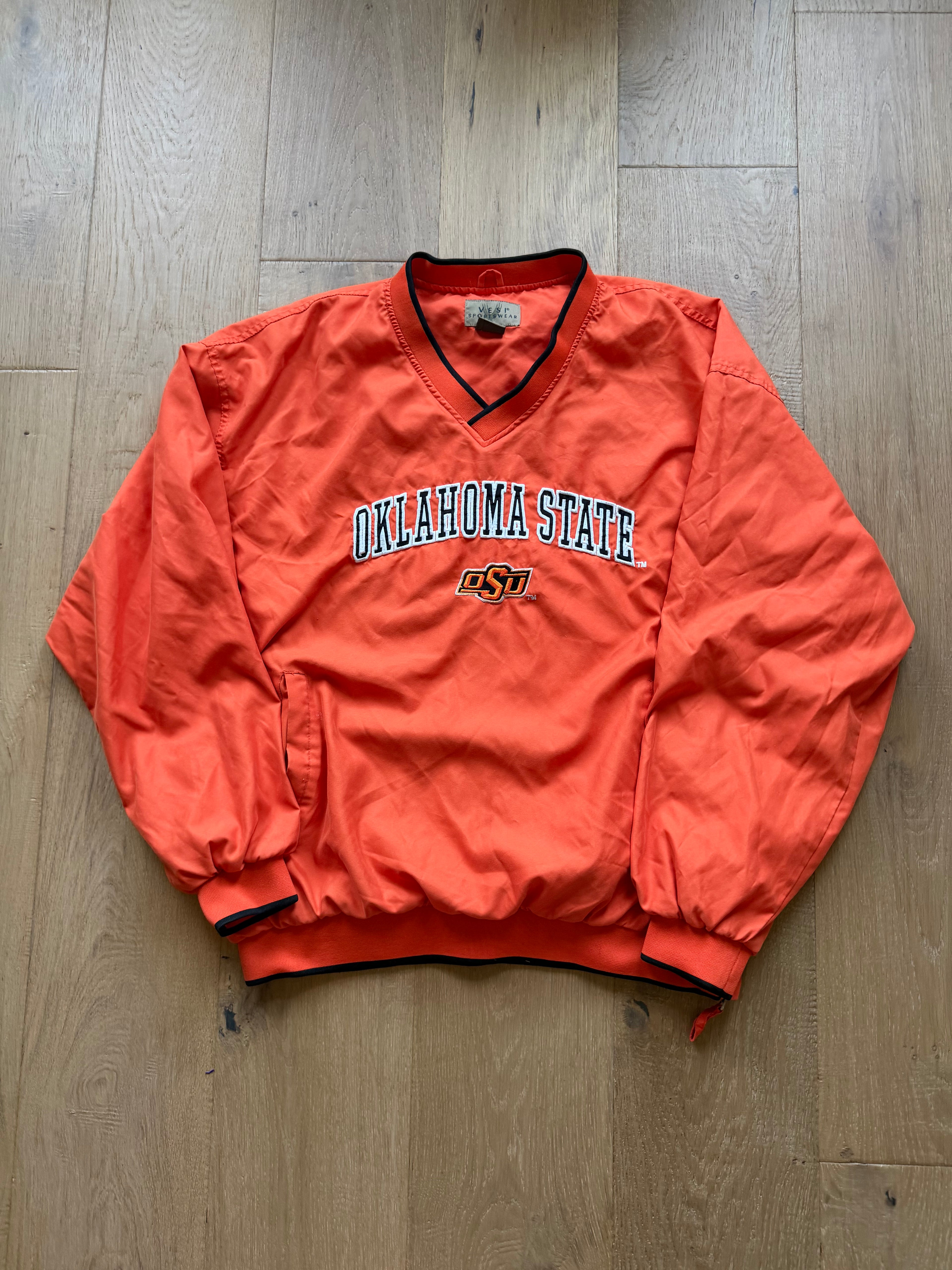 Orange 00s Vesi “Oklahoma State” Classic Windbreaker Pullover XL