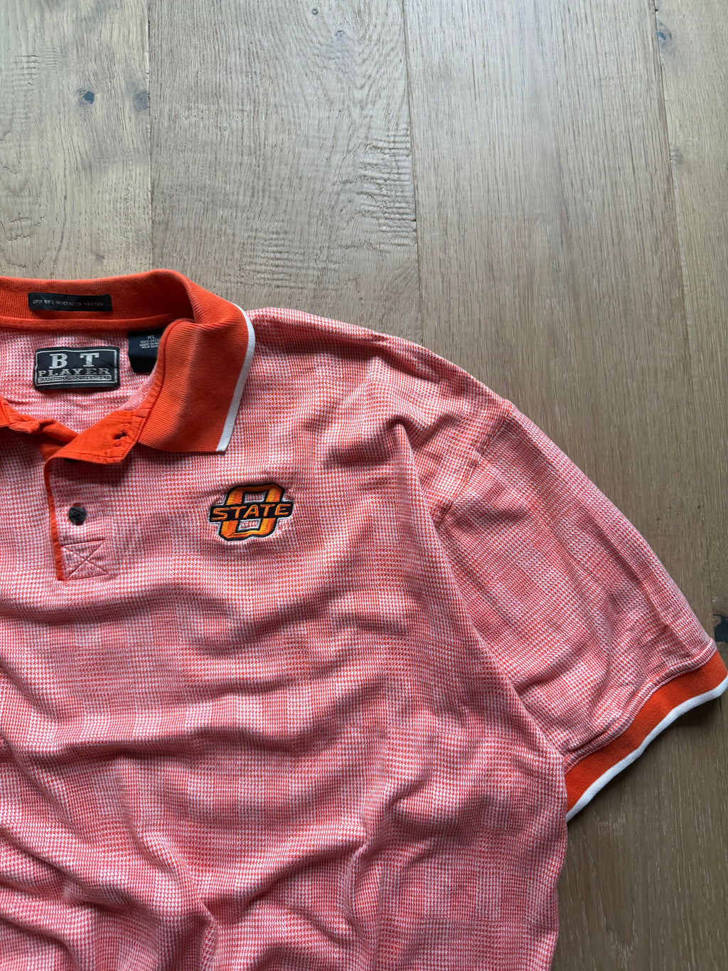 Orange 00s BT Player OSU Plaid Polo Shirt Boxy XXL