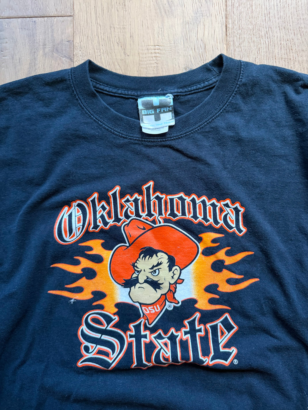 Black 00s Big Fan Flame Pete “Oklahoma State” OSU4LIFE Sleeve Hit Long Sleeve XL