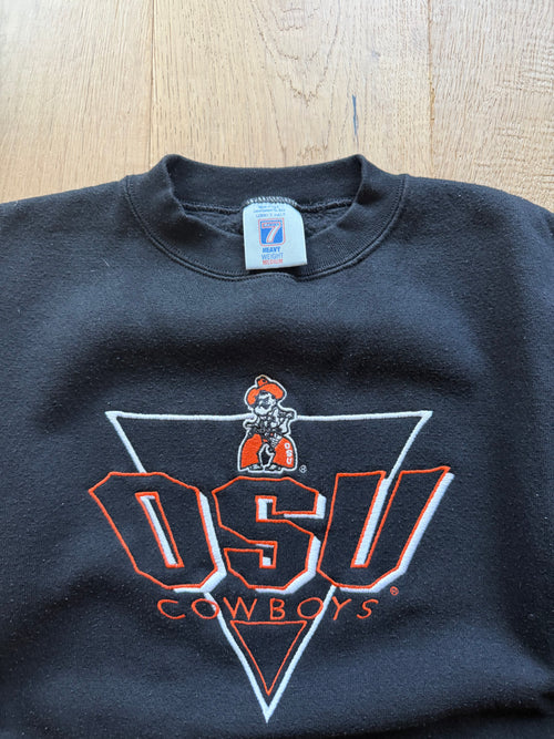90s Black Logo 7 OSU Triangle Embroidered Crewneck Sweatshirt Medium