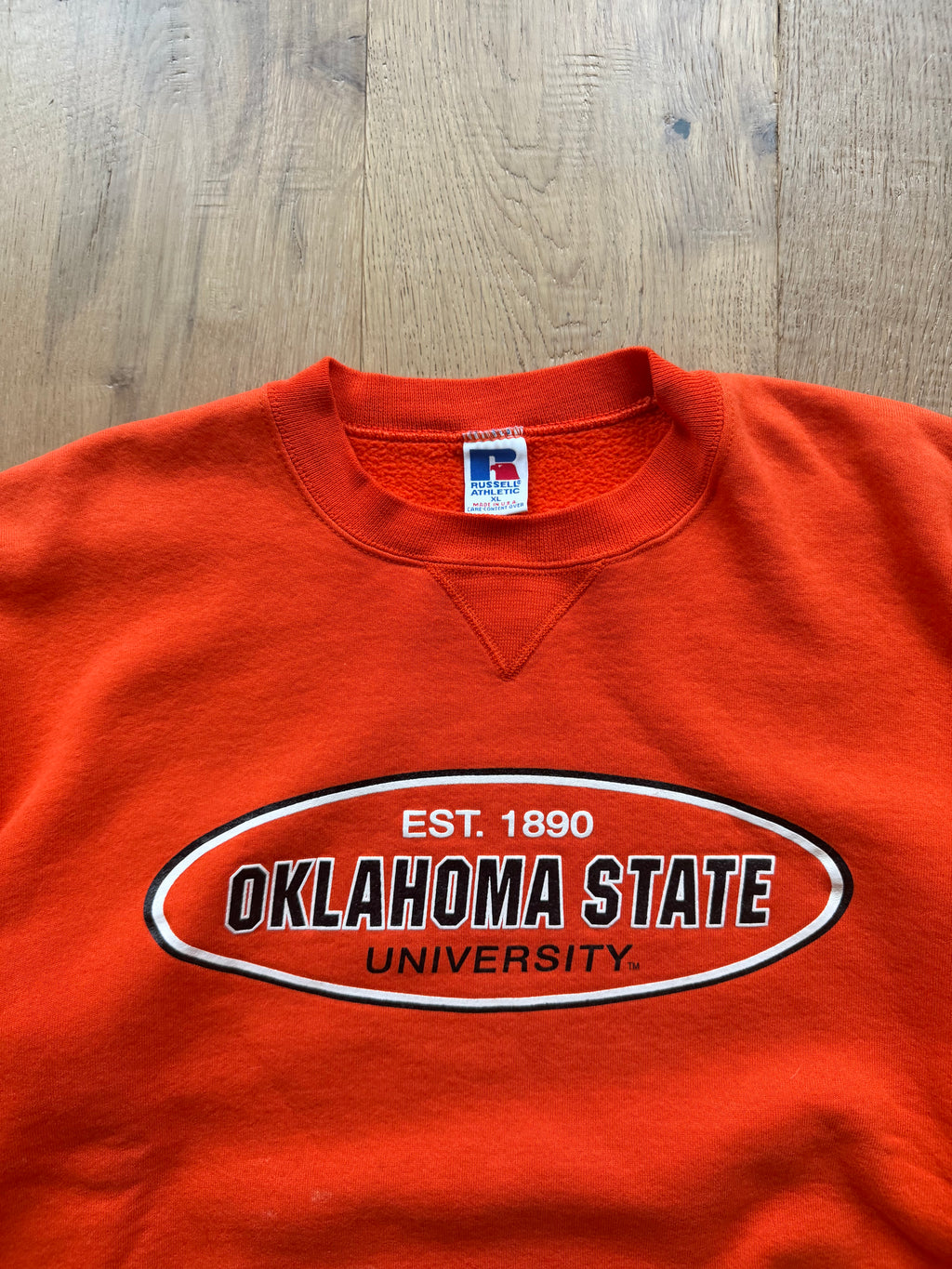 Orange 90s Russell Athletic OSU Est. 1890 Oval Crewneck Sweatshirt XL
