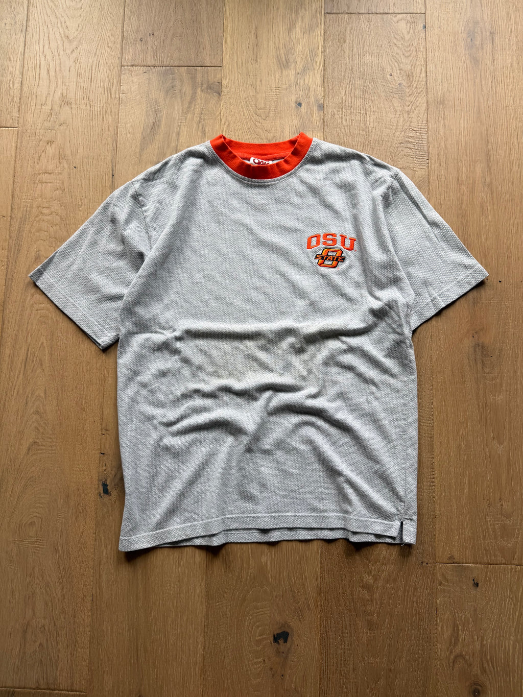 Grey 00s Red Oak Embroidered OSU Mesh T-Shirt Large