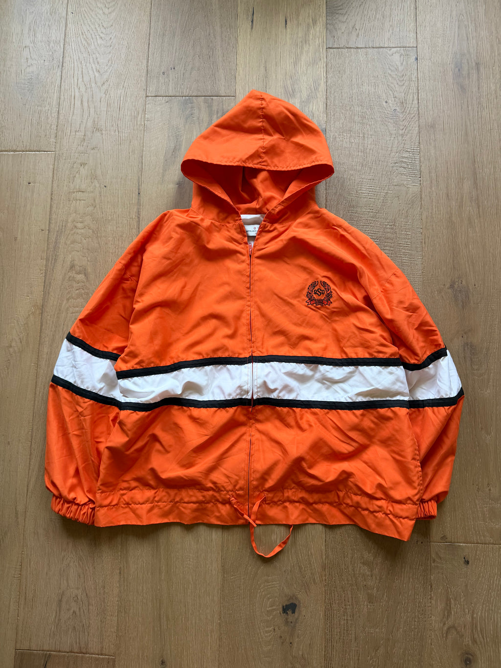 Orange White 00s Castles Sport Simple Logo Embroidered Zip Up Jacket XL