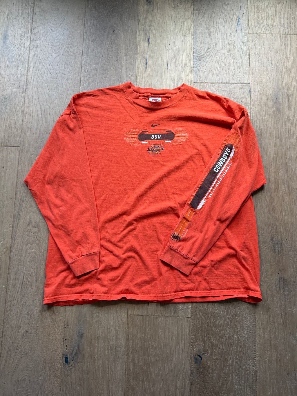 Orange 00s Nike OSU Centerswoosh Sleeve Hit Long Sleeve XXL